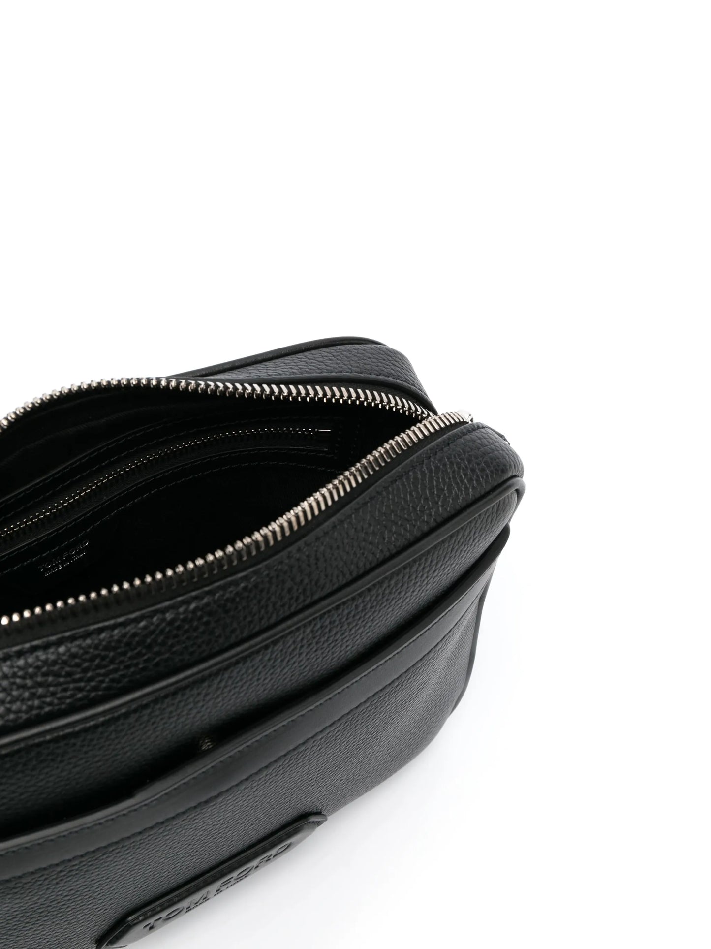 logo-patch leather messenger bag