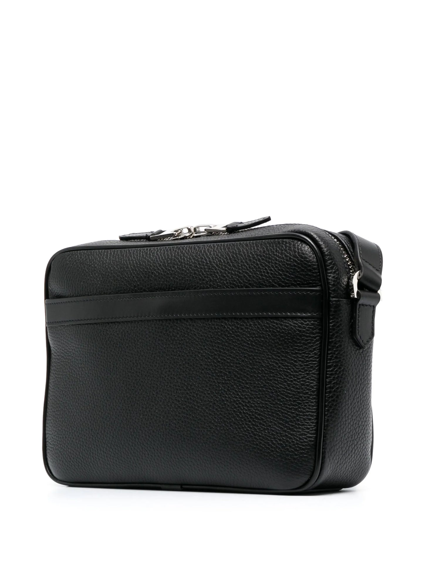 logo-patch leather messenger bag
