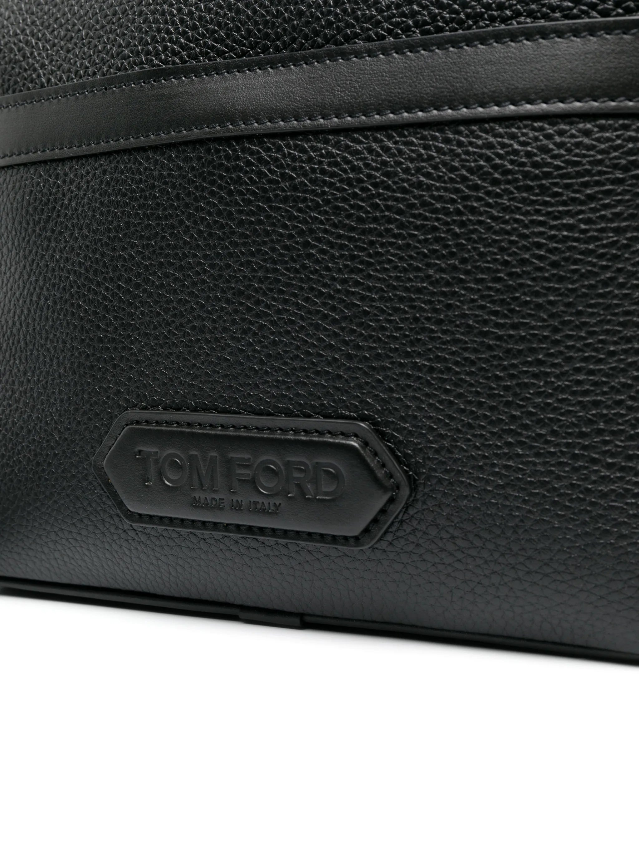 logo-patch leather messenger bag