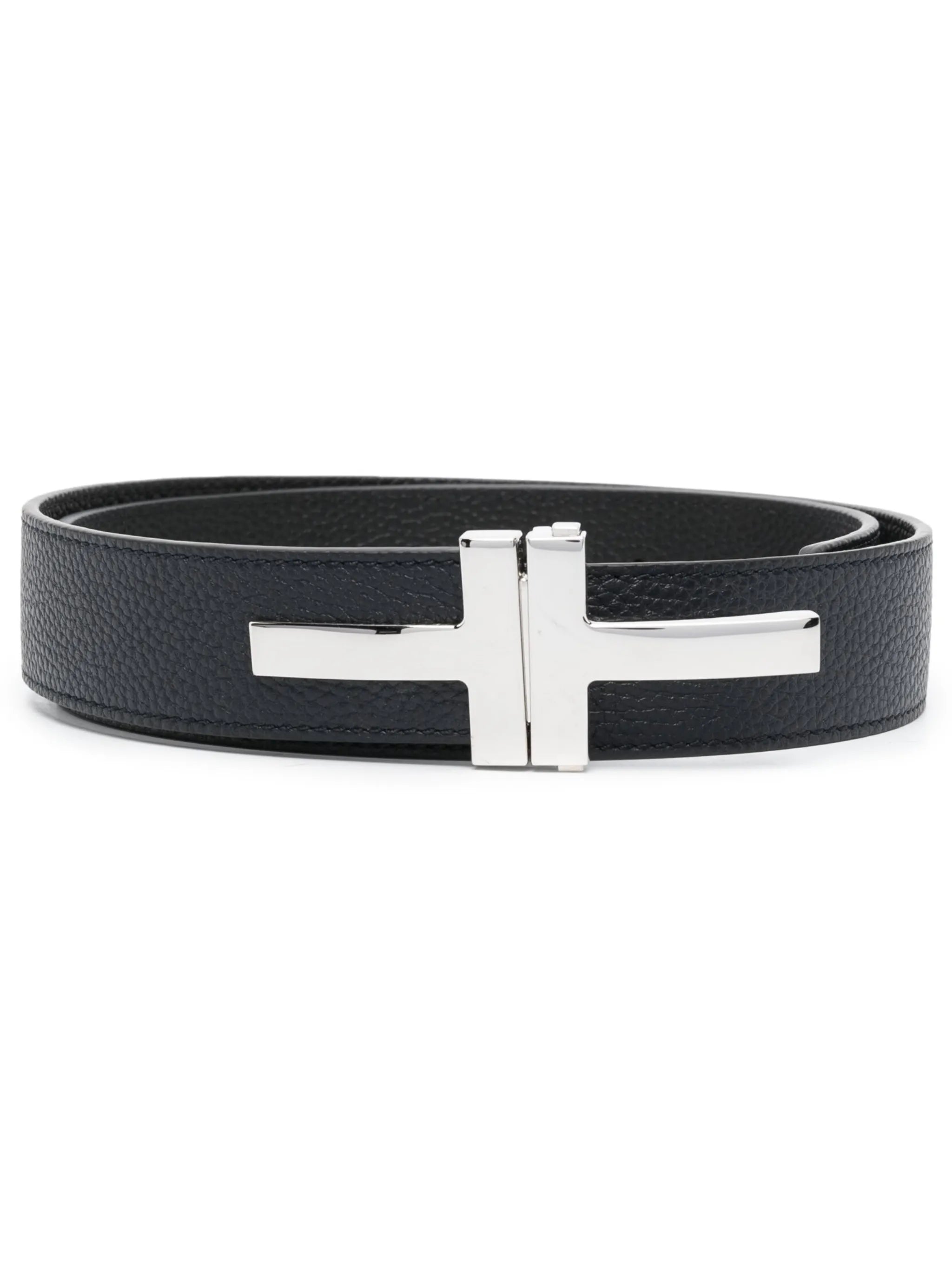 logo-buckle leather belt