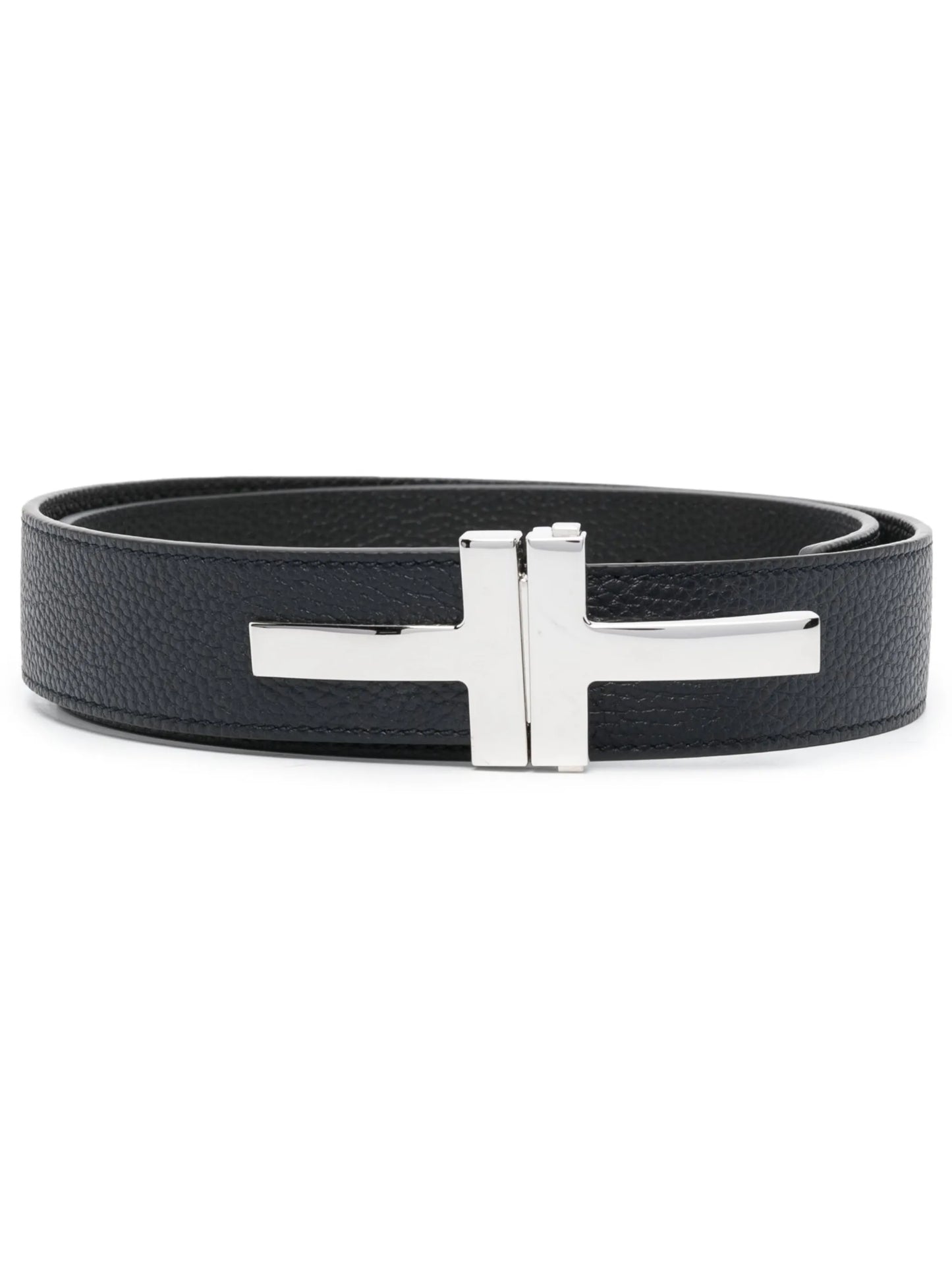 logo-buckle leather belt