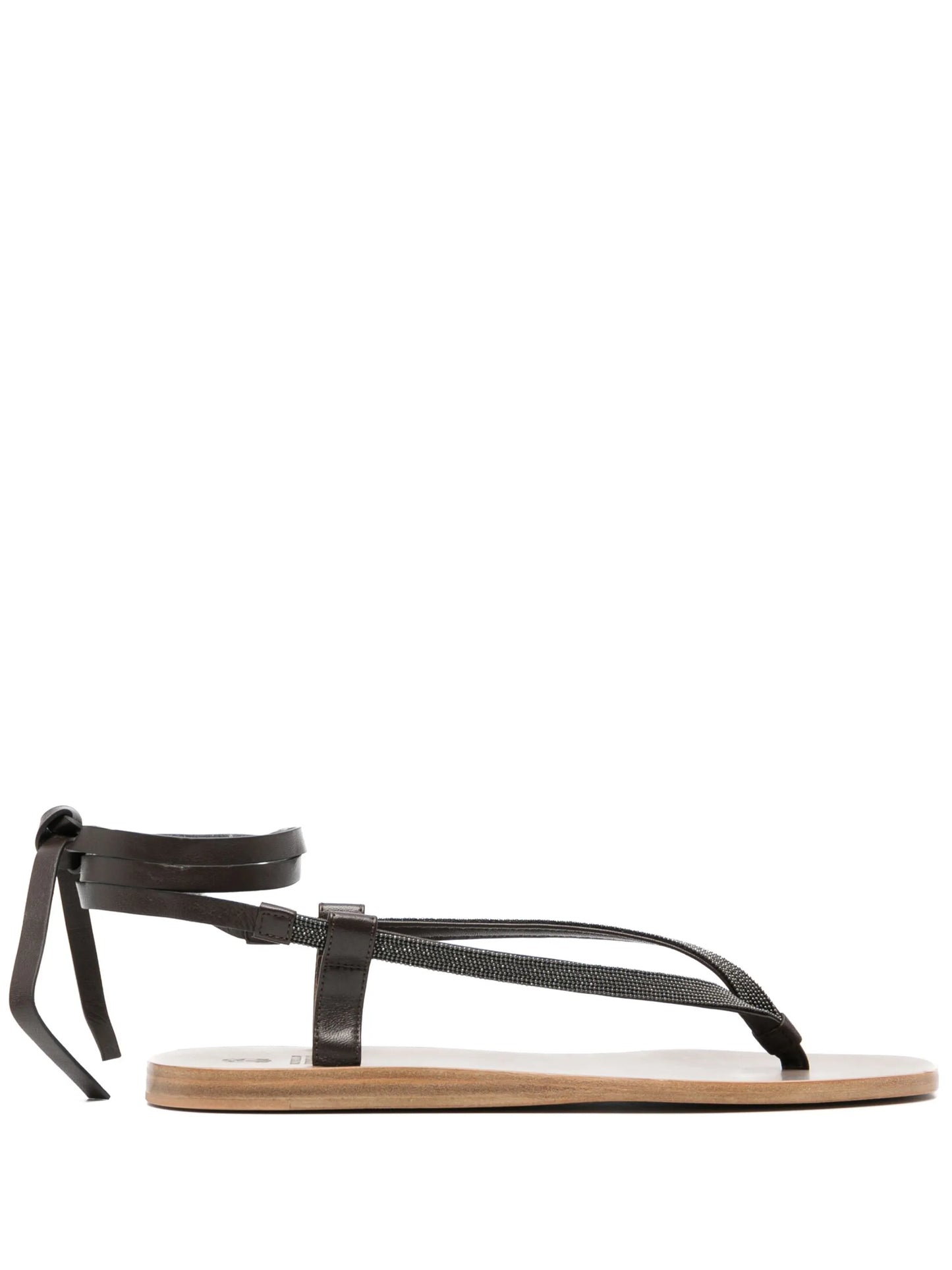 ankle-tie flat leather sandals