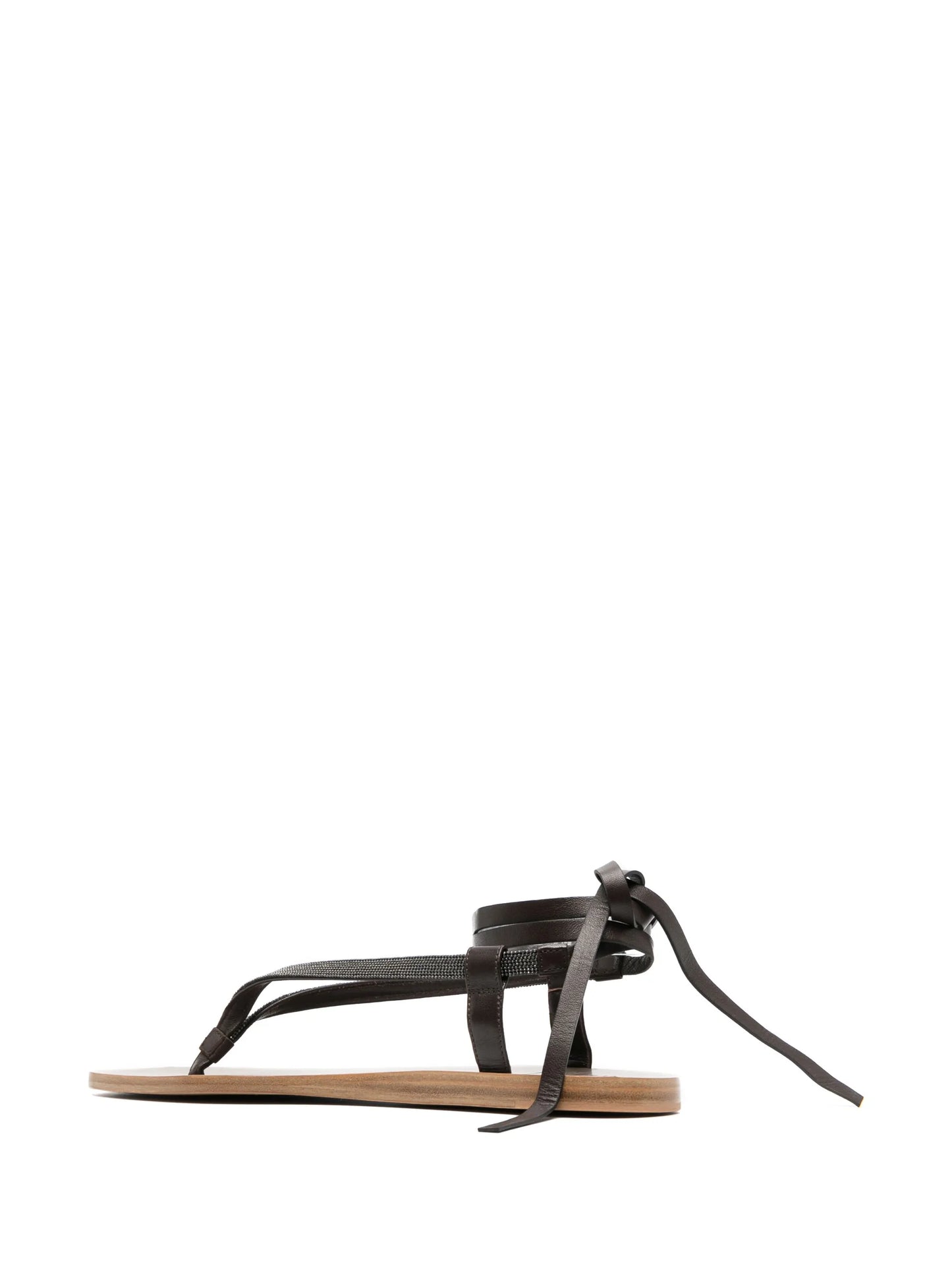 ankle-tie flat leather sandals