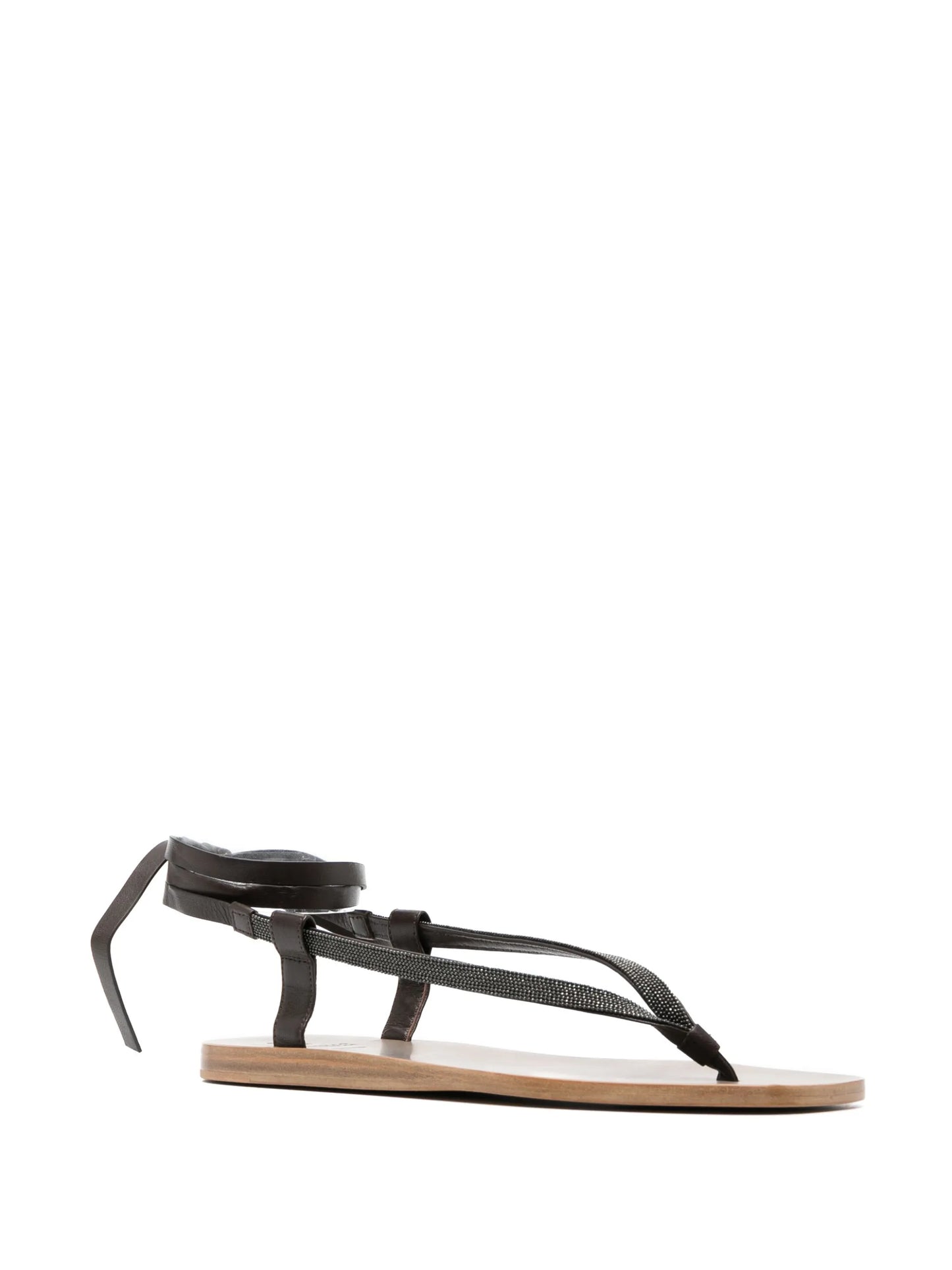 ankle-tie flat leather sandals