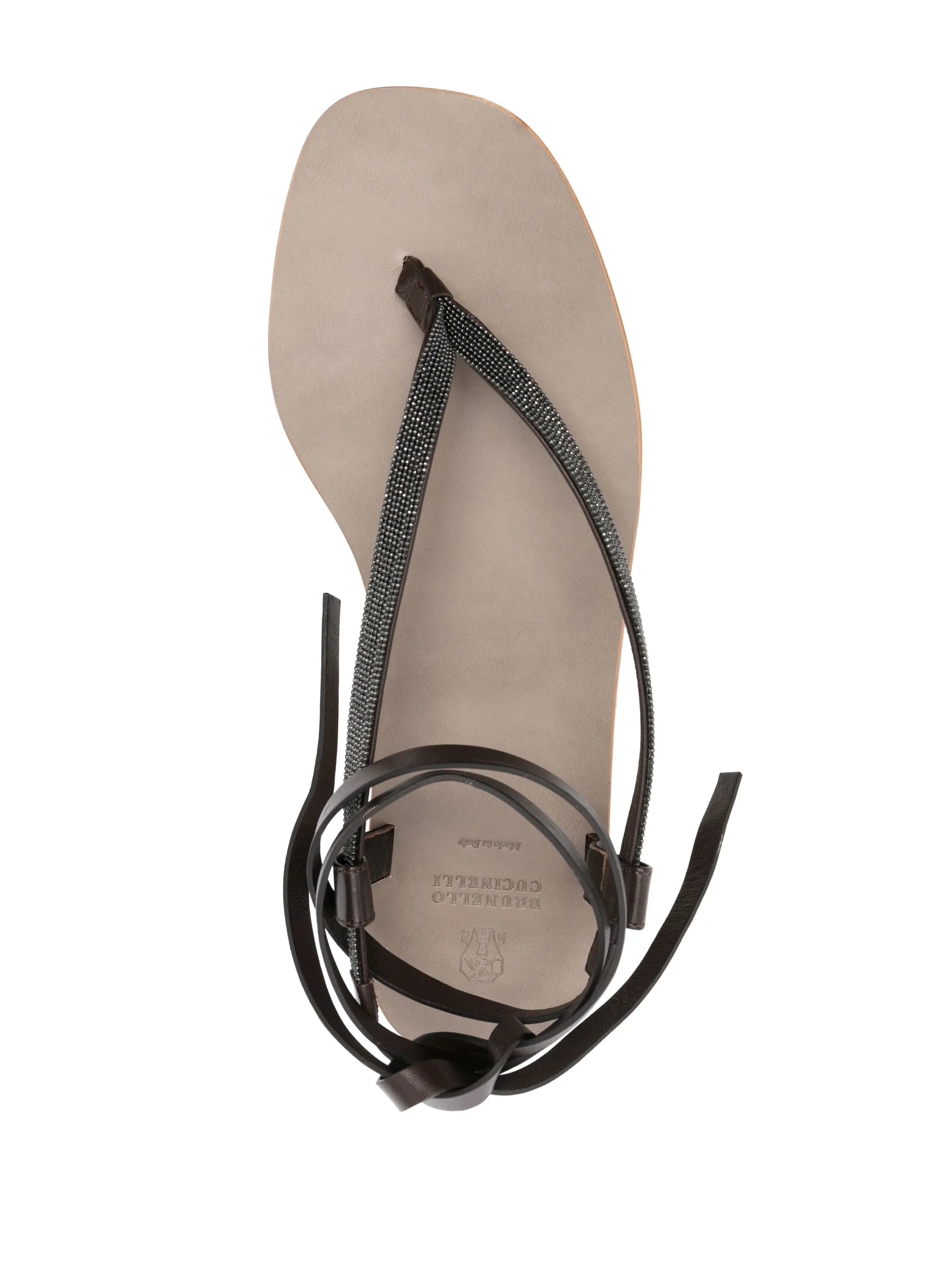 ankle-tie flat leather sandals