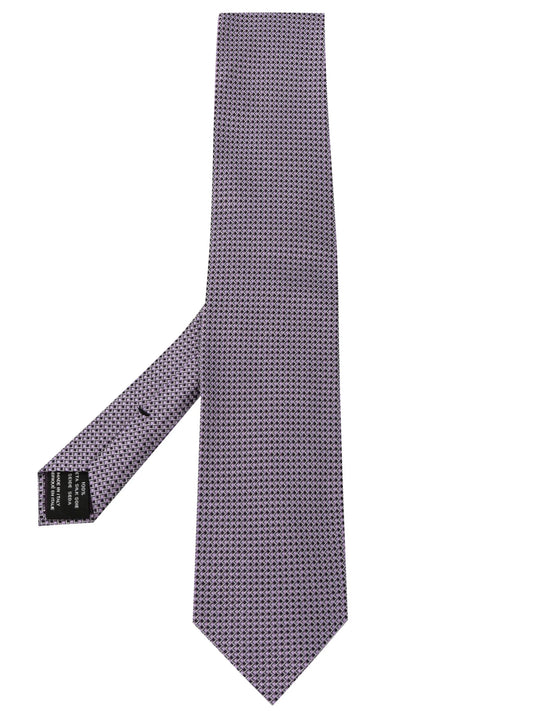 check-pattern silk tie