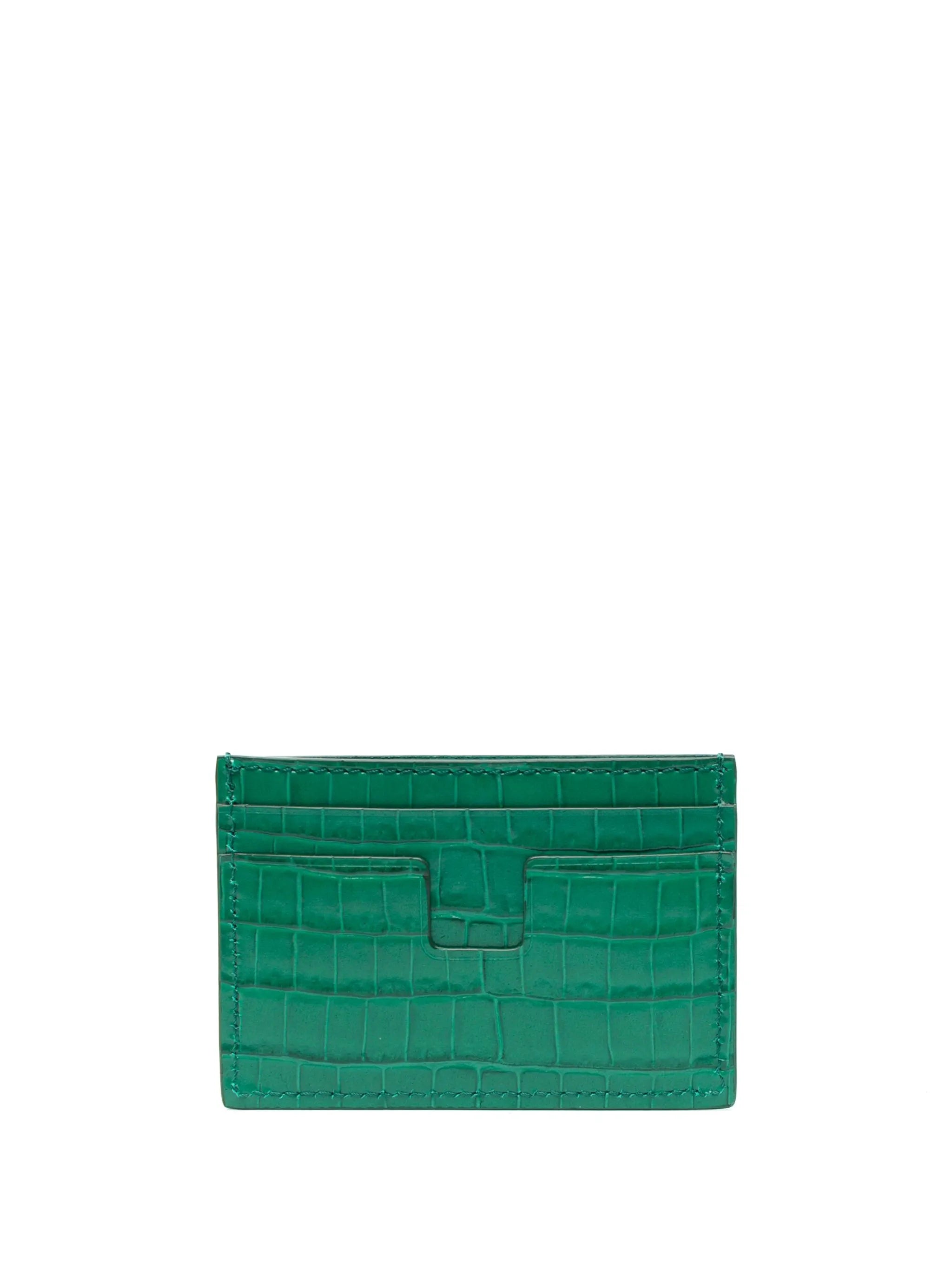 embossed crocodile-effect leather cardholder