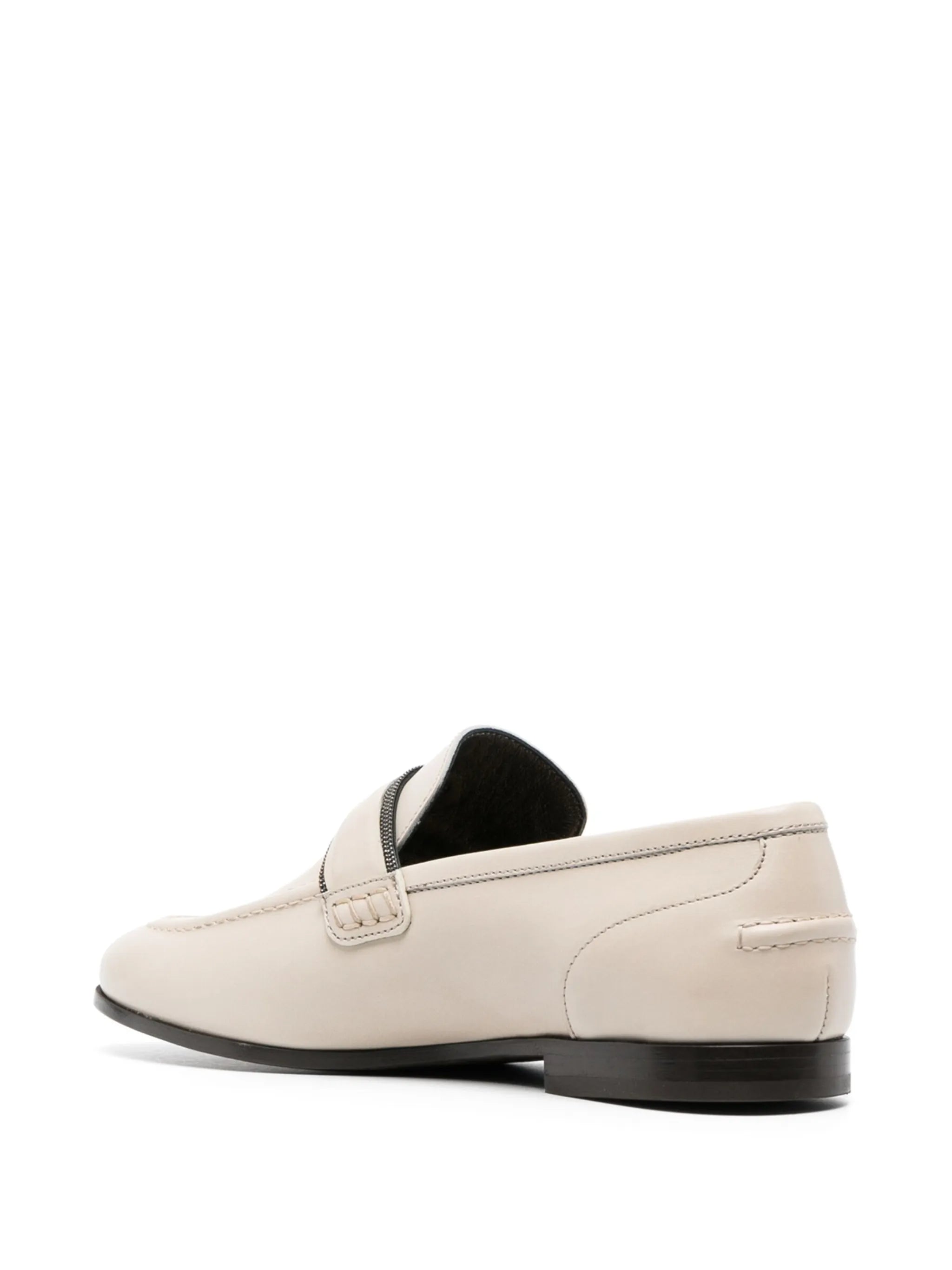 bead-embellished leather loafers