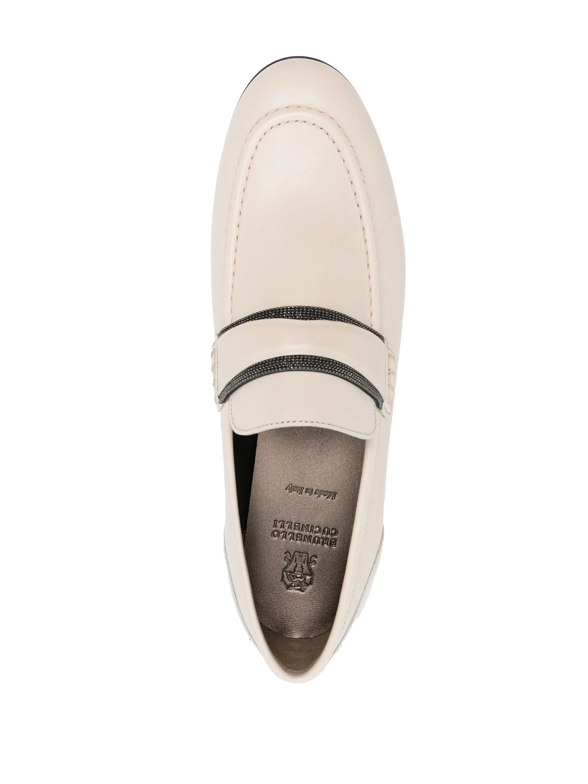 bead-embellished leather loafers