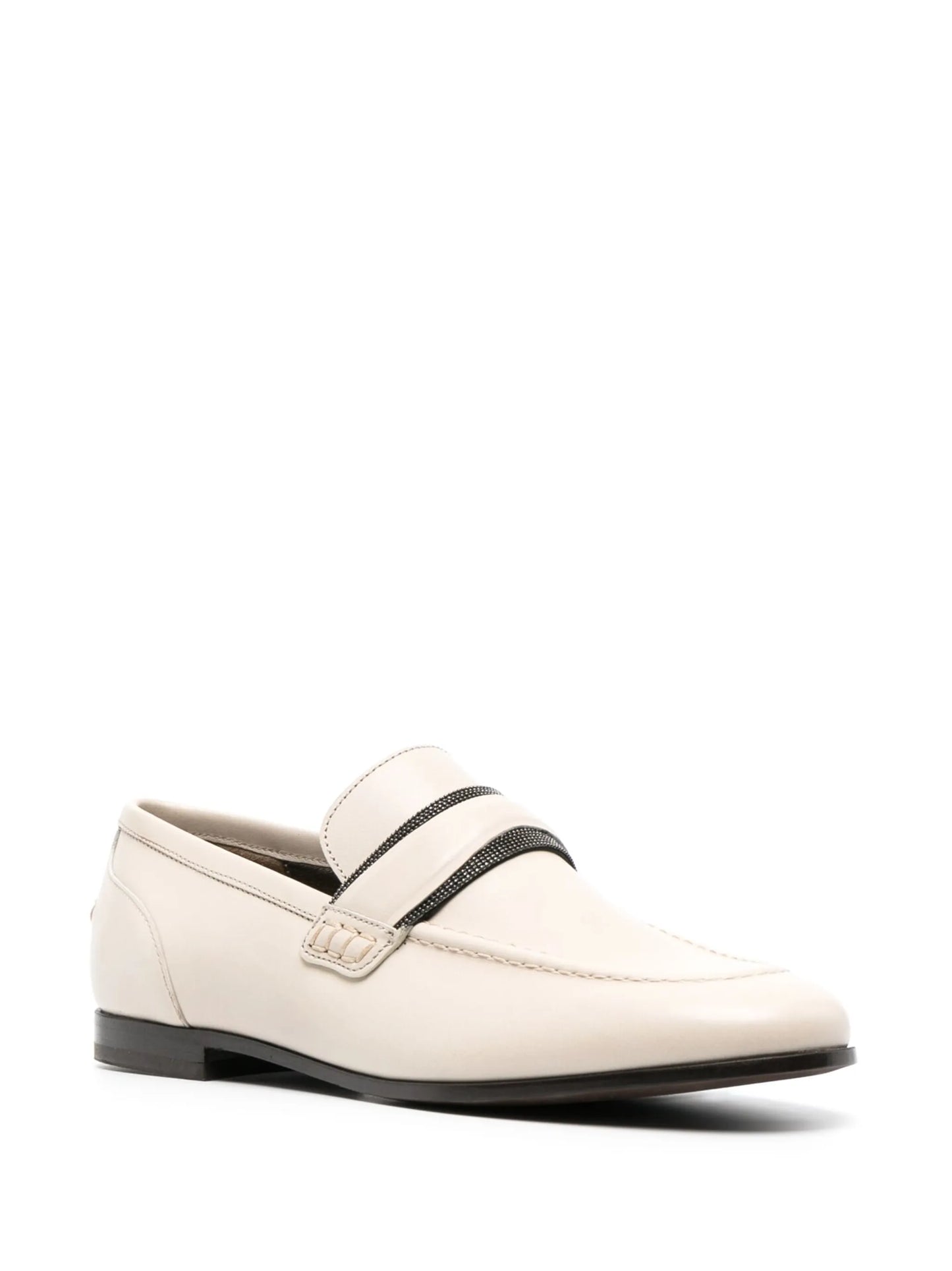 bead-embellished leather loafers