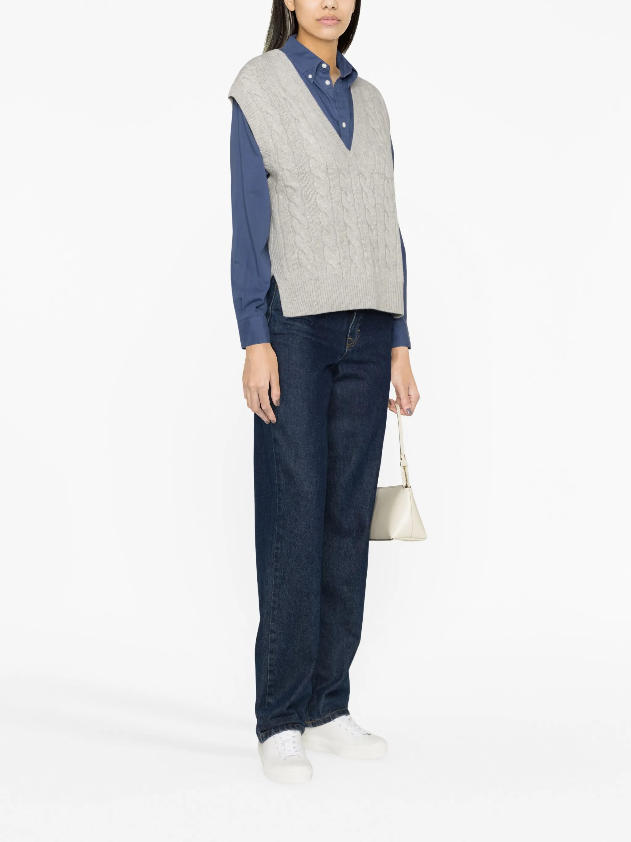 sleeveless cable-knit vest