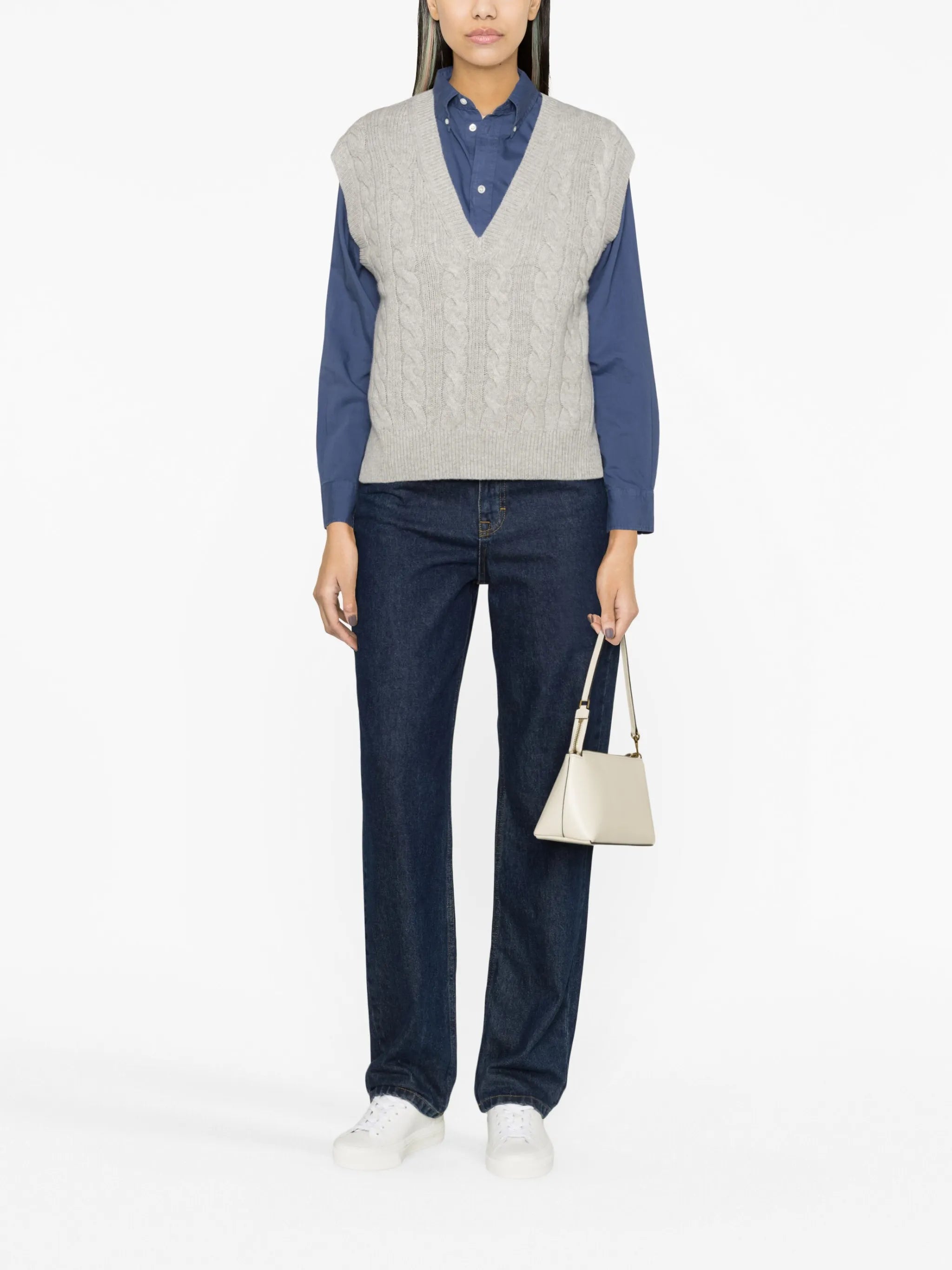 sleeveless cable-knit vest