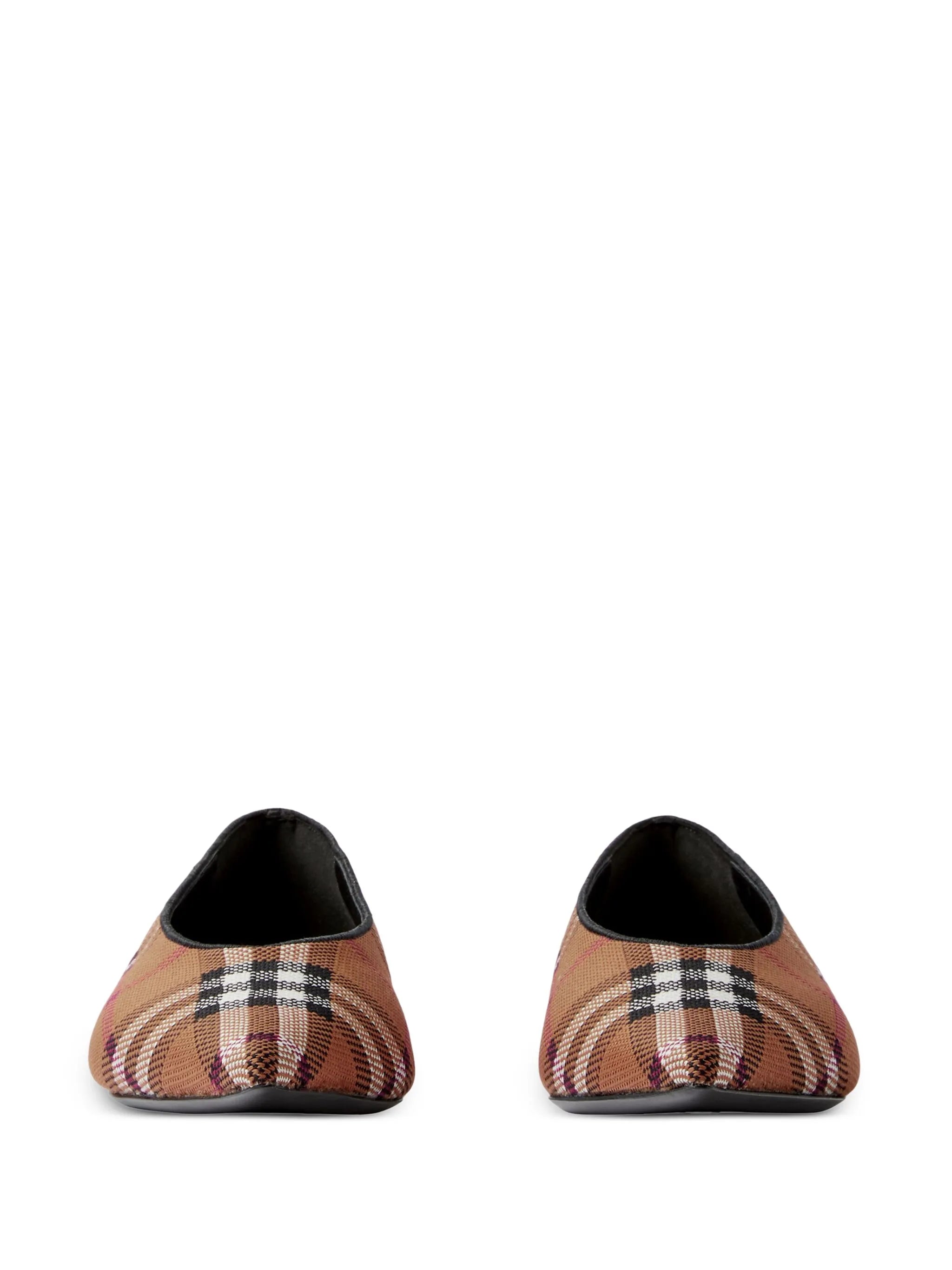 Vintage-check pointed-toe ballerina shoes