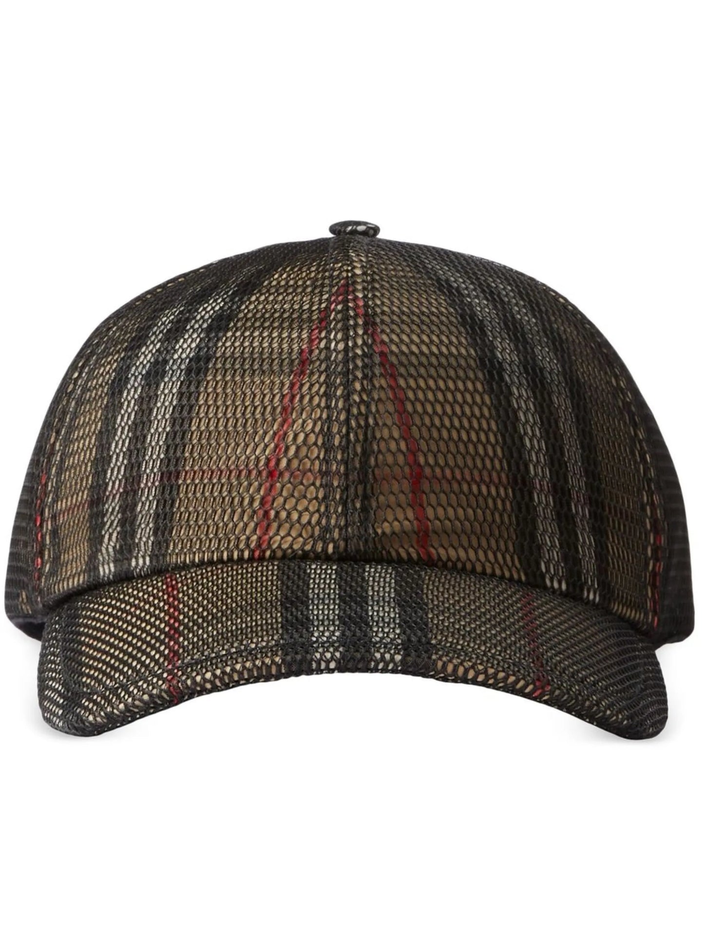 mesh-overlay check baseball cap
