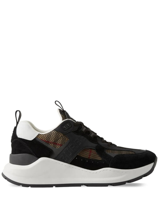 check-print mesh-detail sneakers