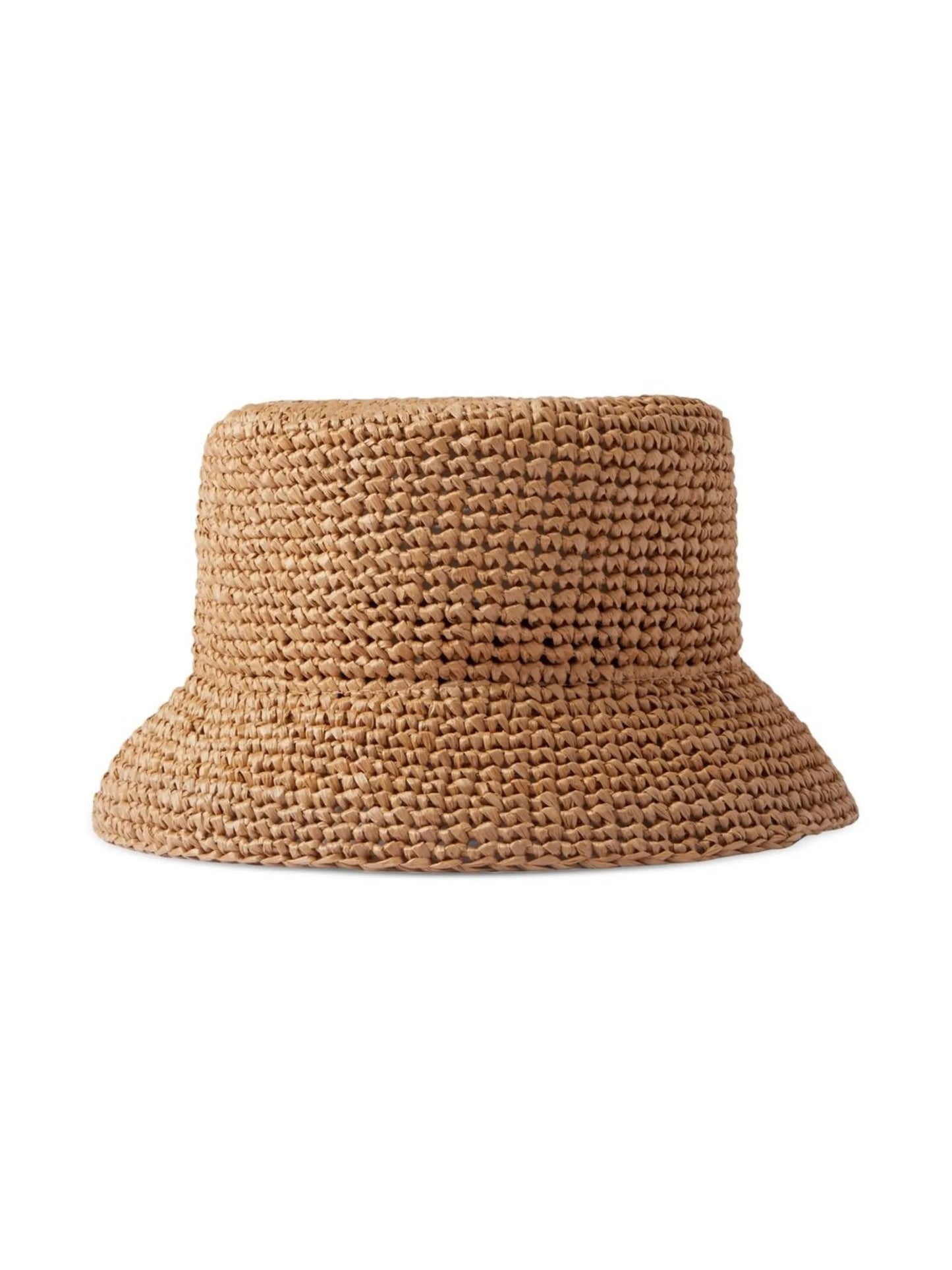 monogram-patch raffia bucket hat