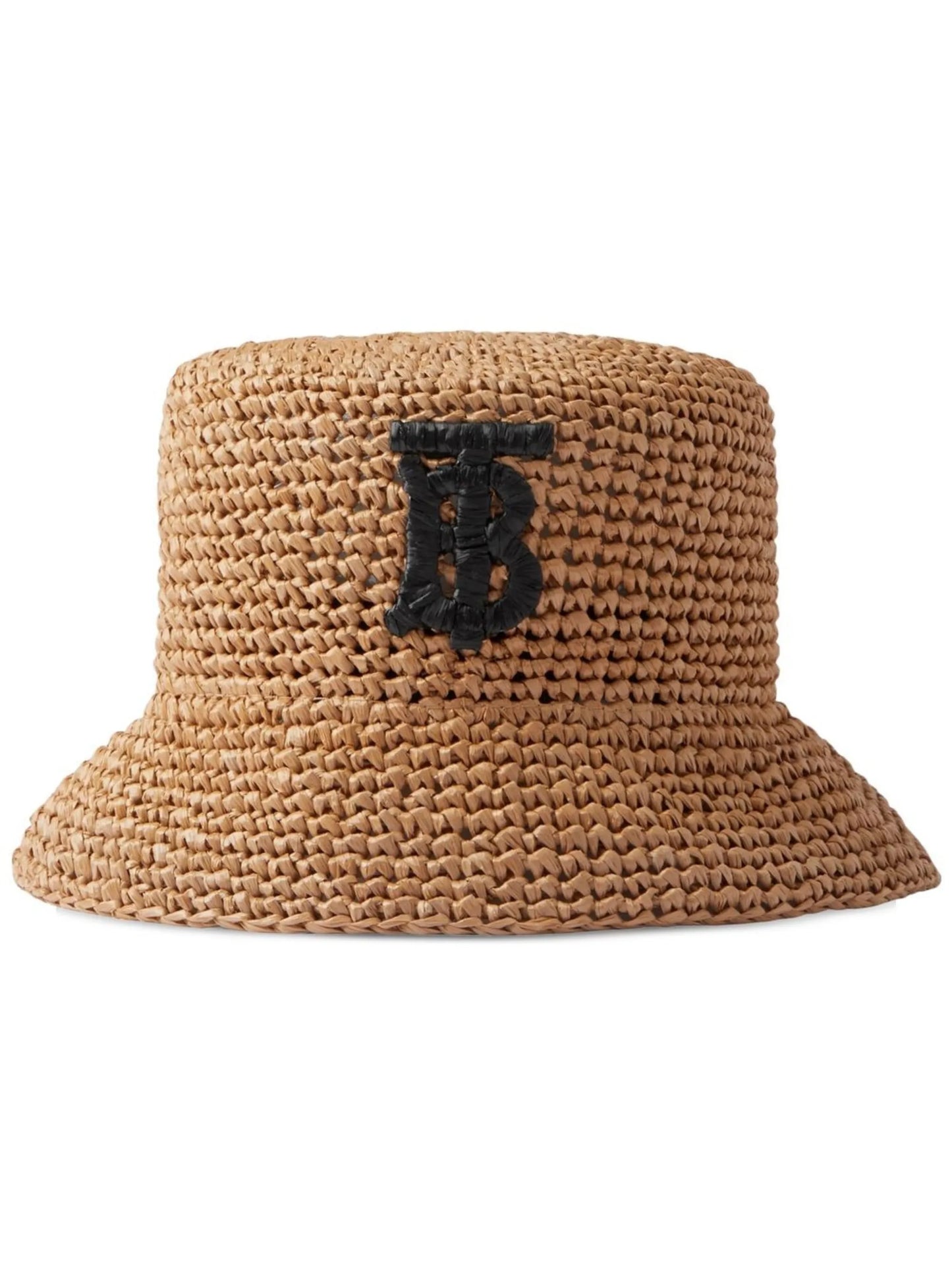 monogram-patch raffia bucket hat