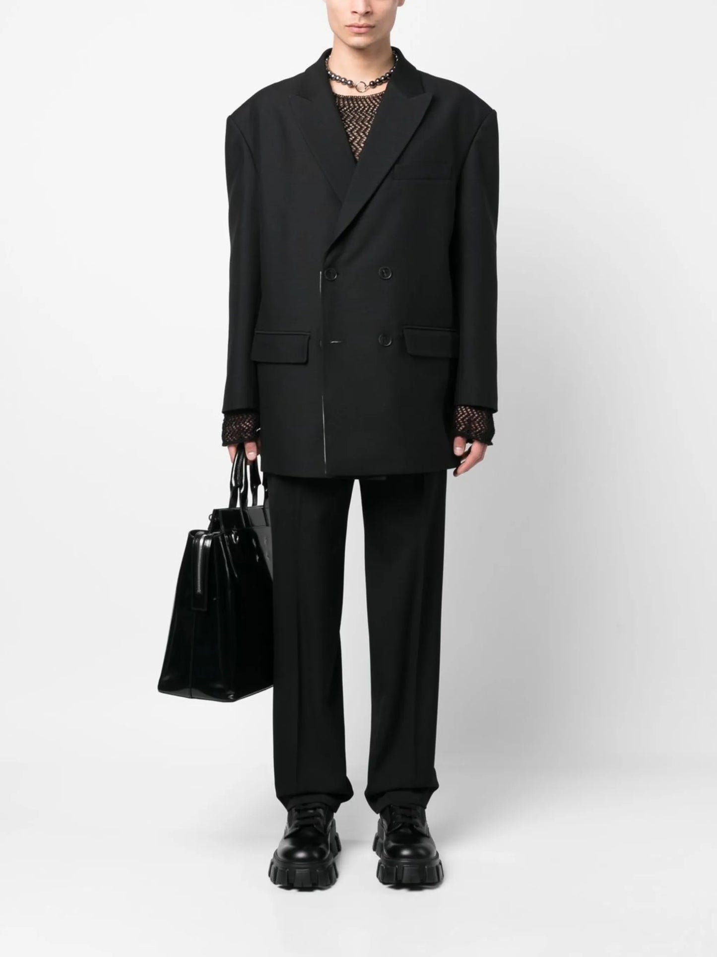 double-breasted wool-blend blazer