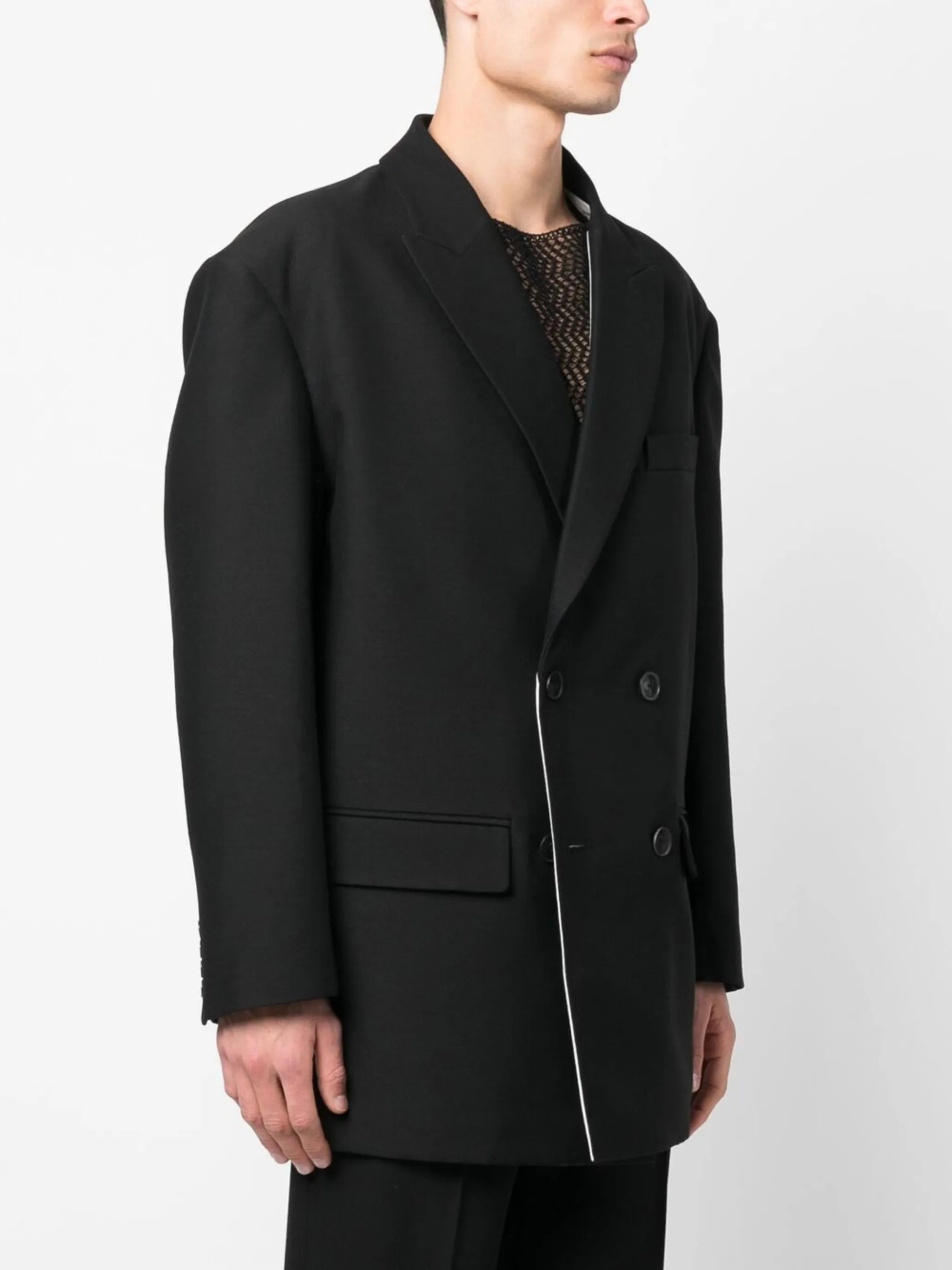 double-breasted wool-blend blazer
