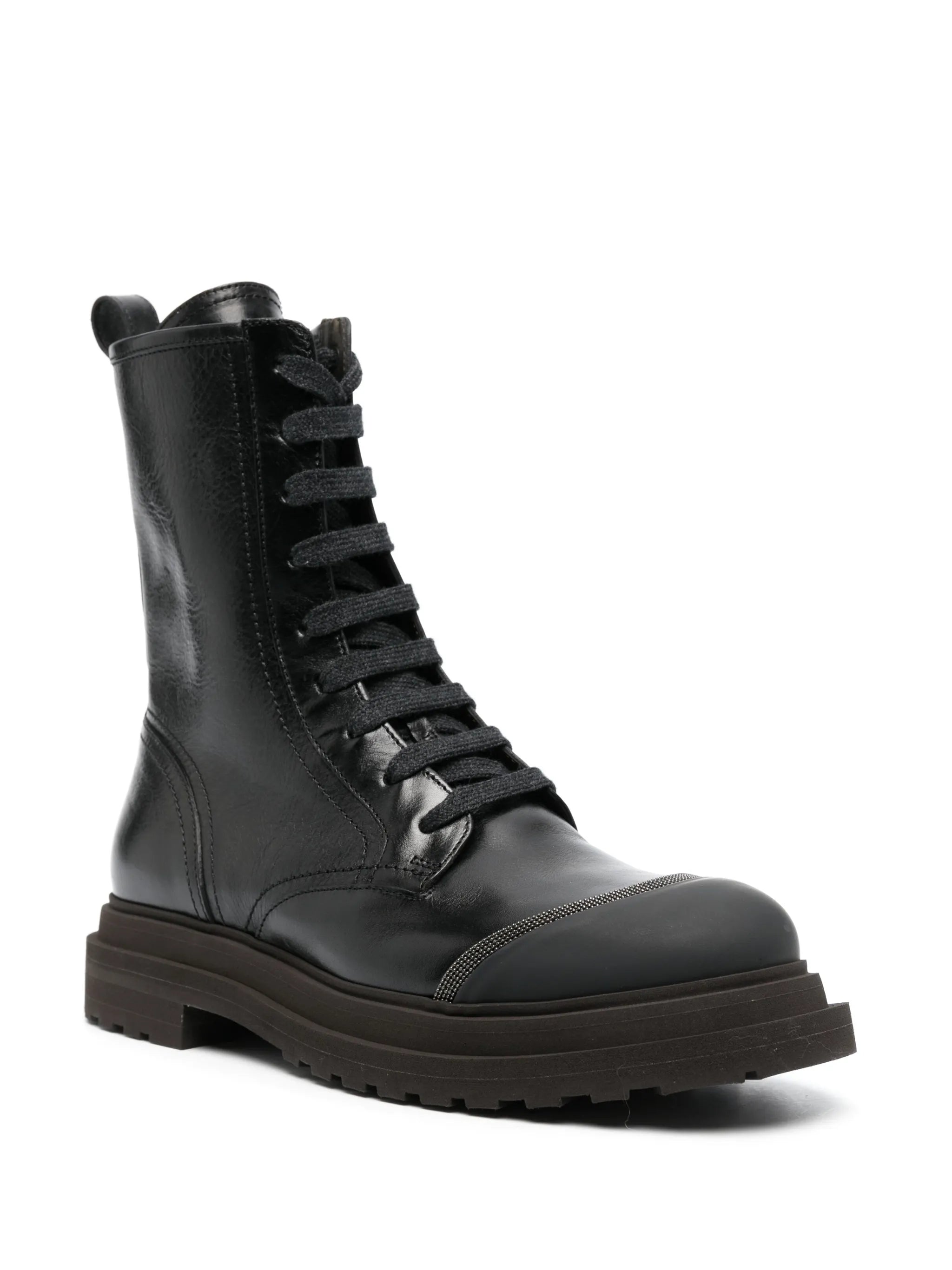lace-up leather combat boots