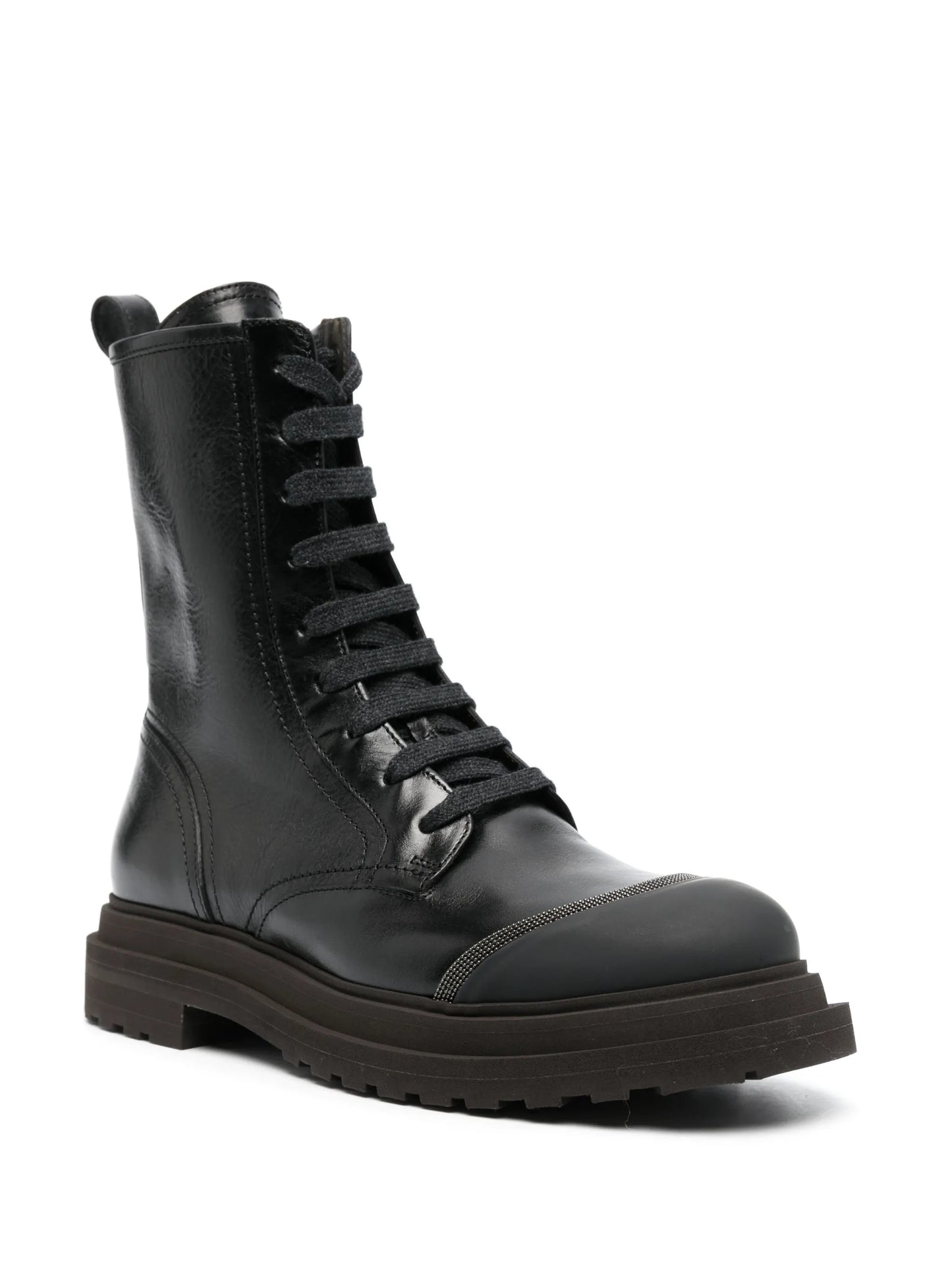 lace-up leather combat boots