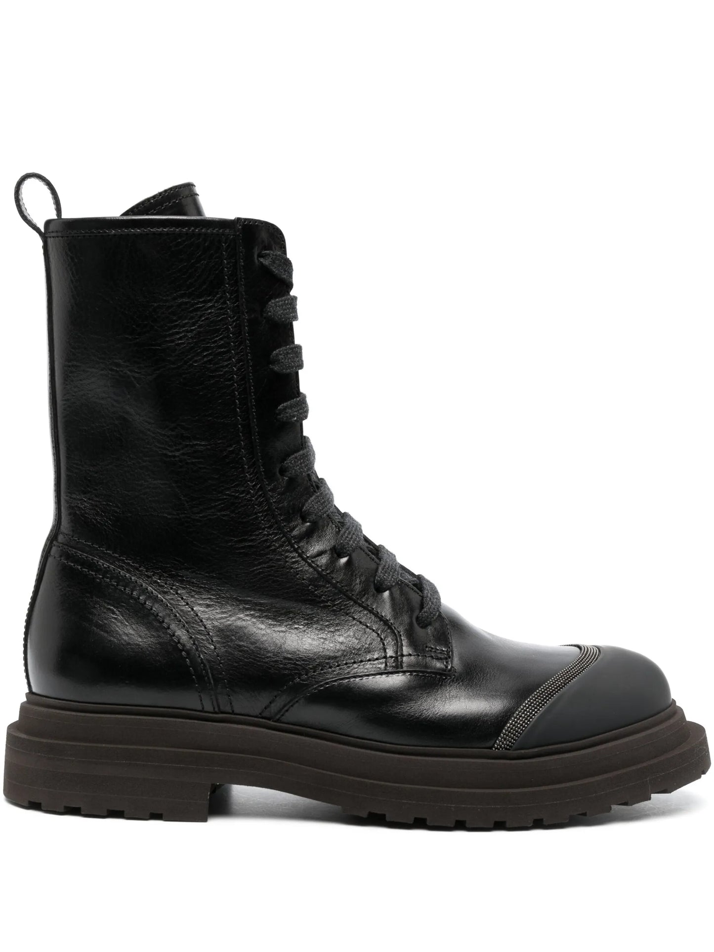 lace-up leather combat boots