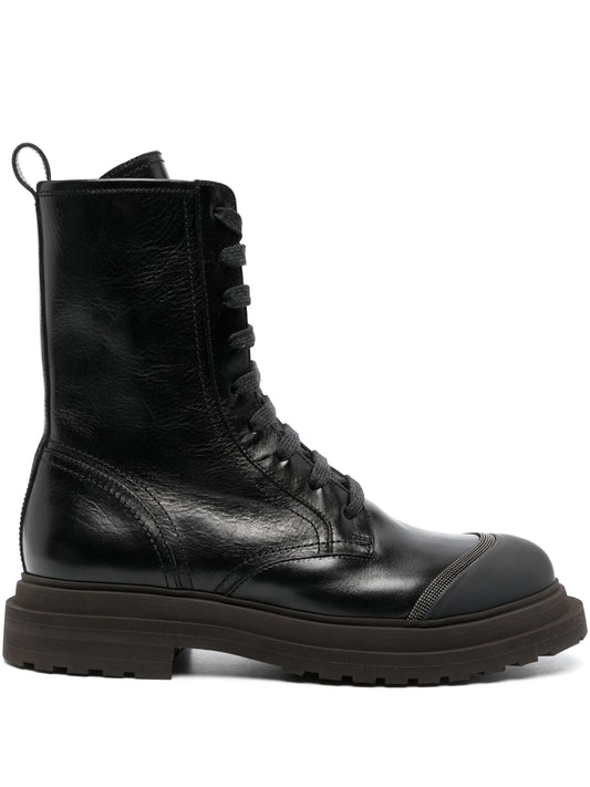 lace-up leather combat boots