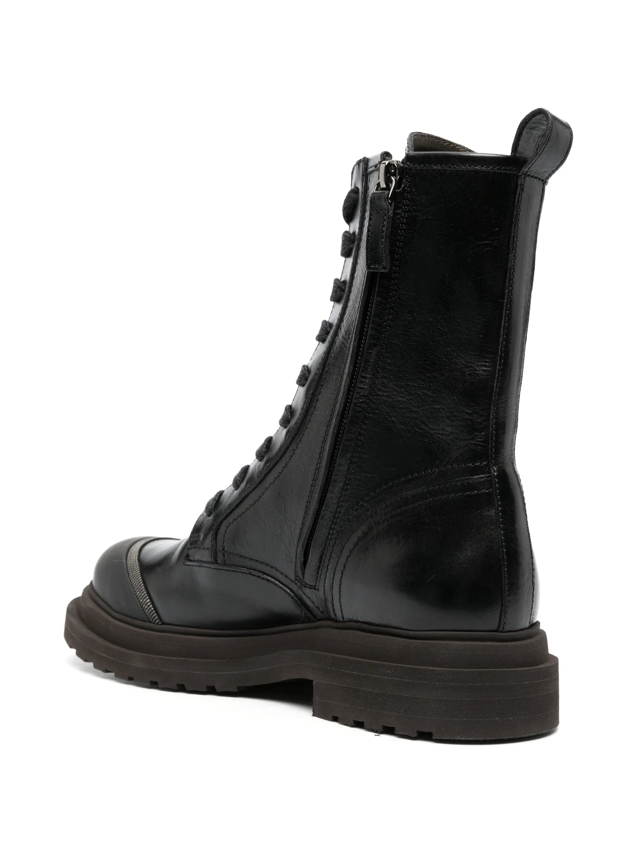 lace-up leather combat boots