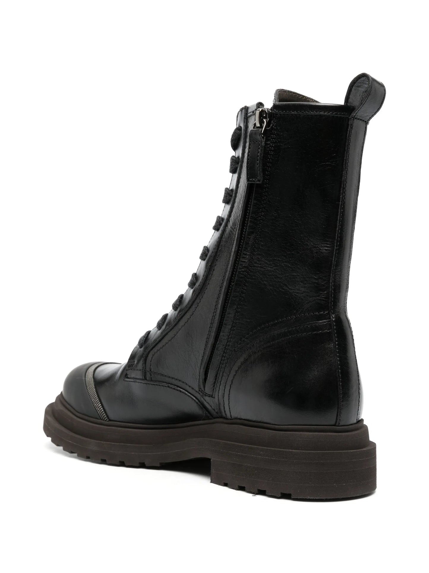 lace-up leather combat boots