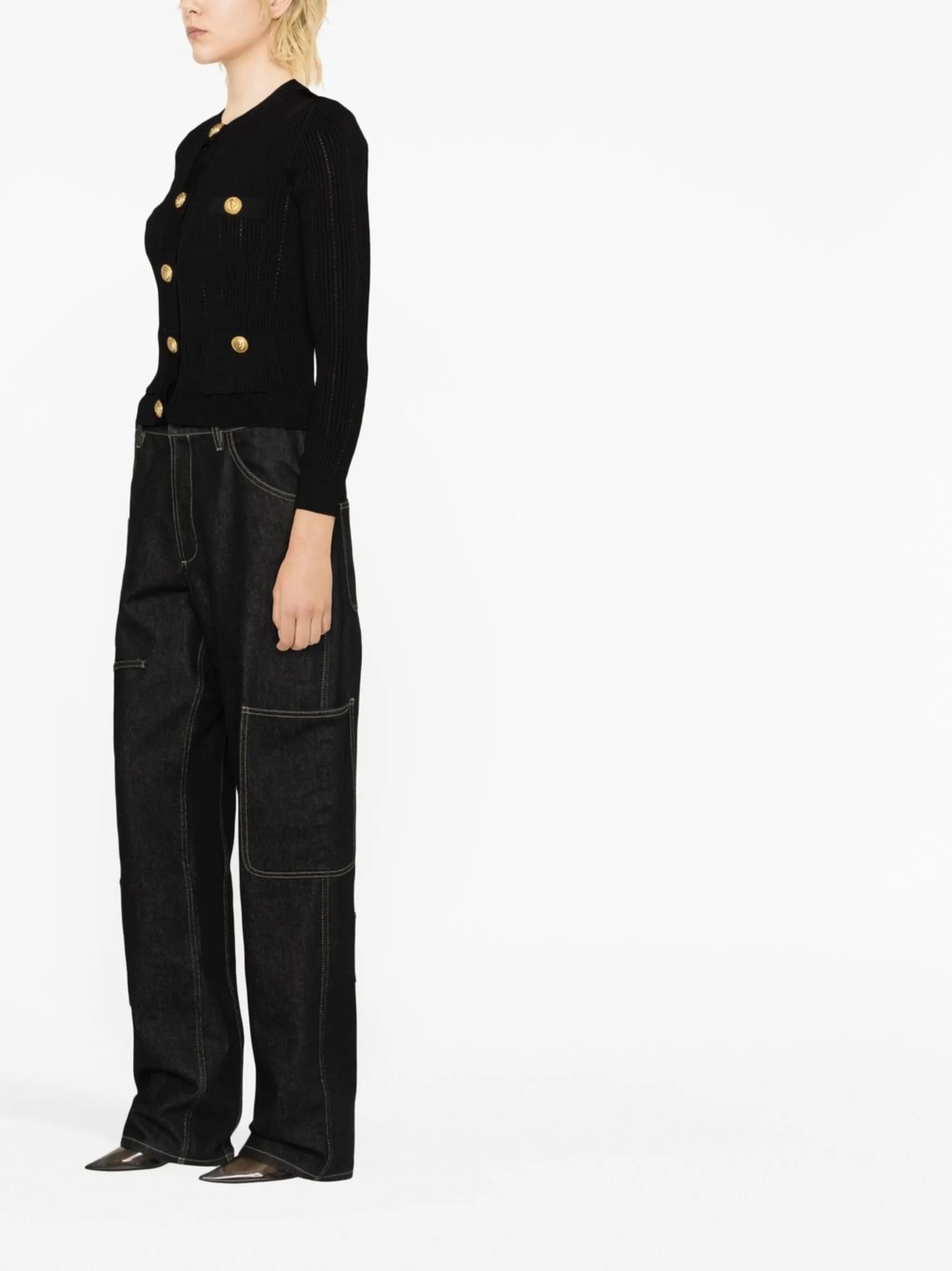 button-front knitted top