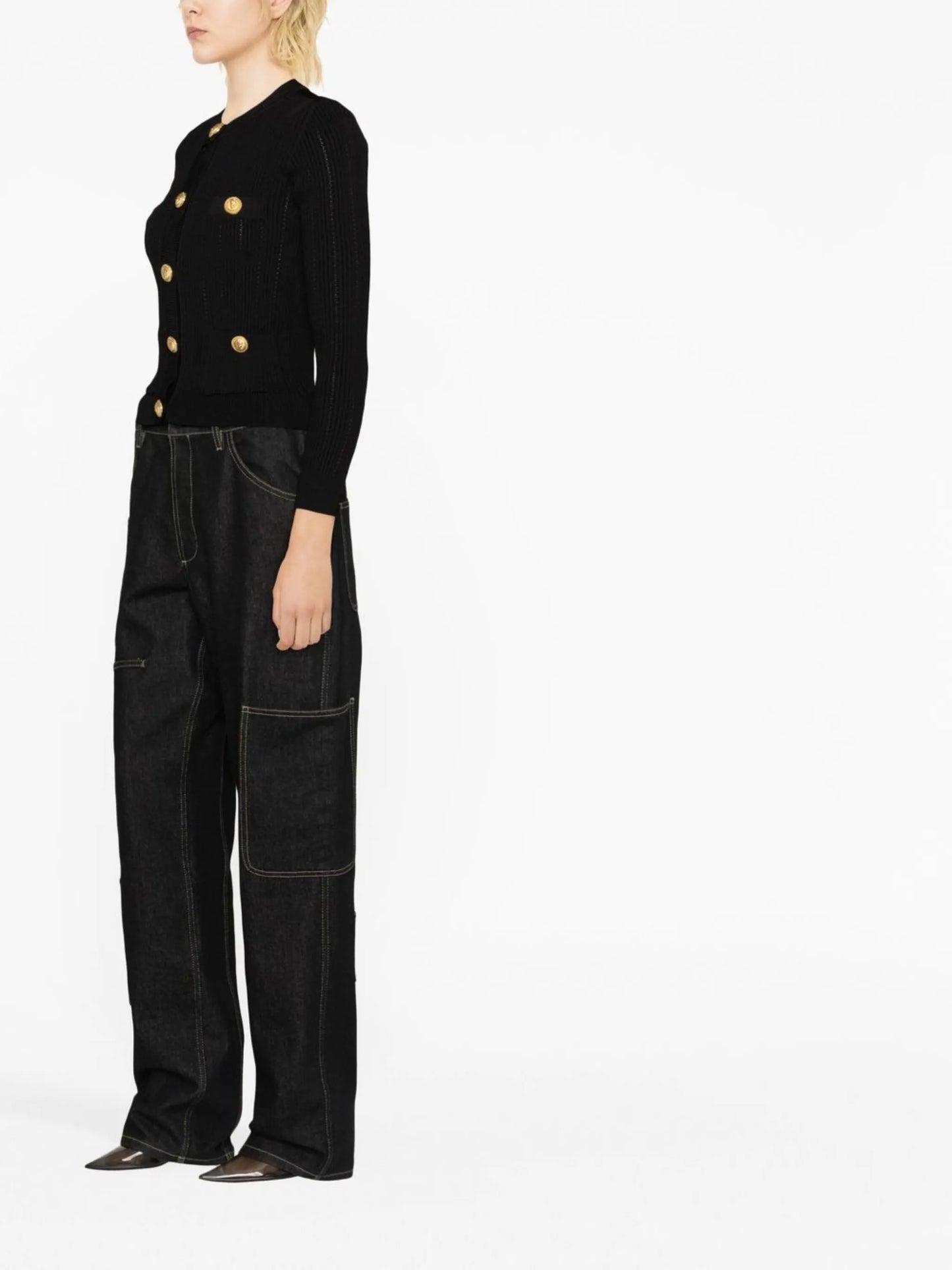 button-front knitted top