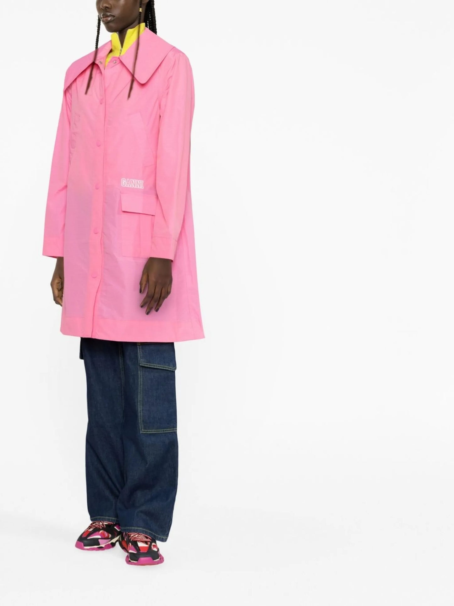 oversized-collar raincoat