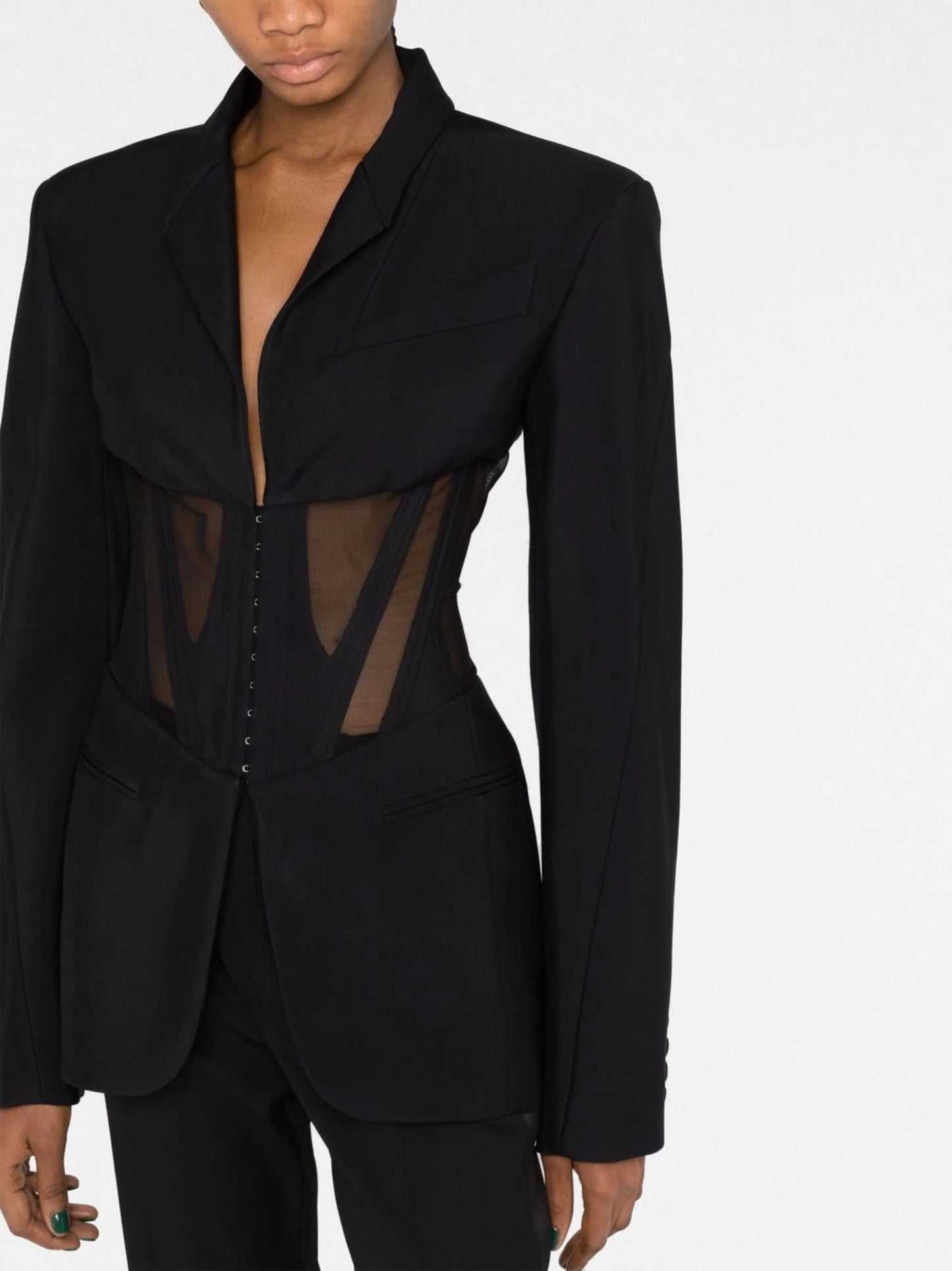 cutout-detail corseted blazer