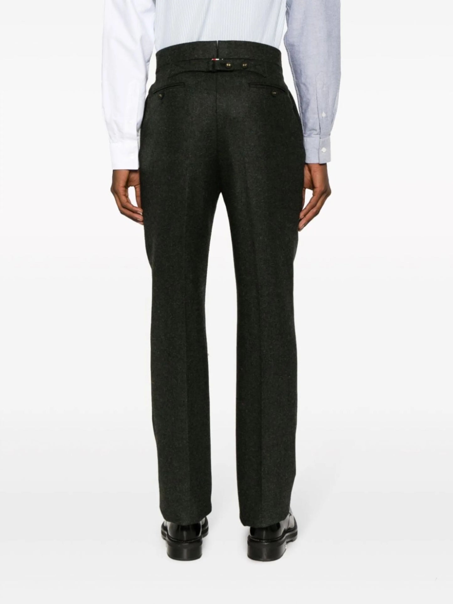 straight-leg wool trousers