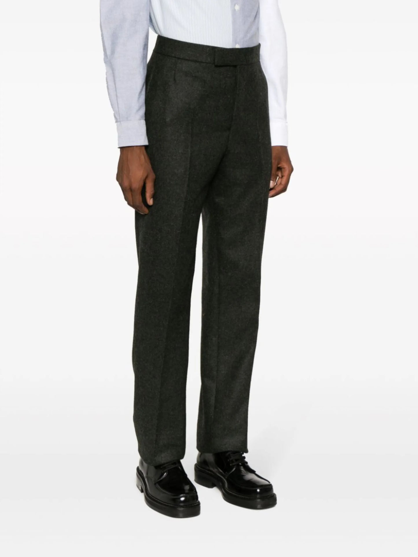 straight-leg wool trousers