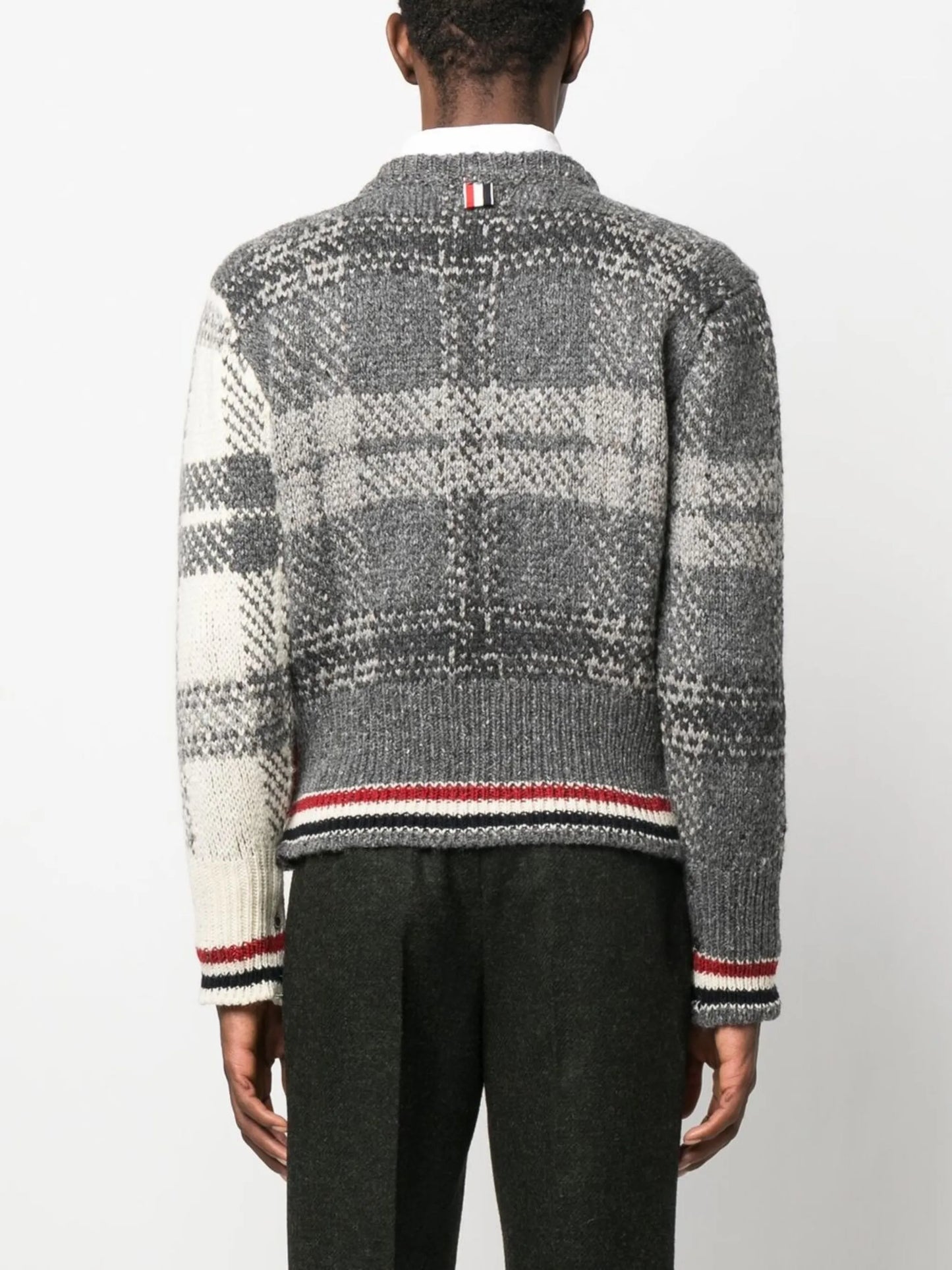 check-pattern wool-blend jumper