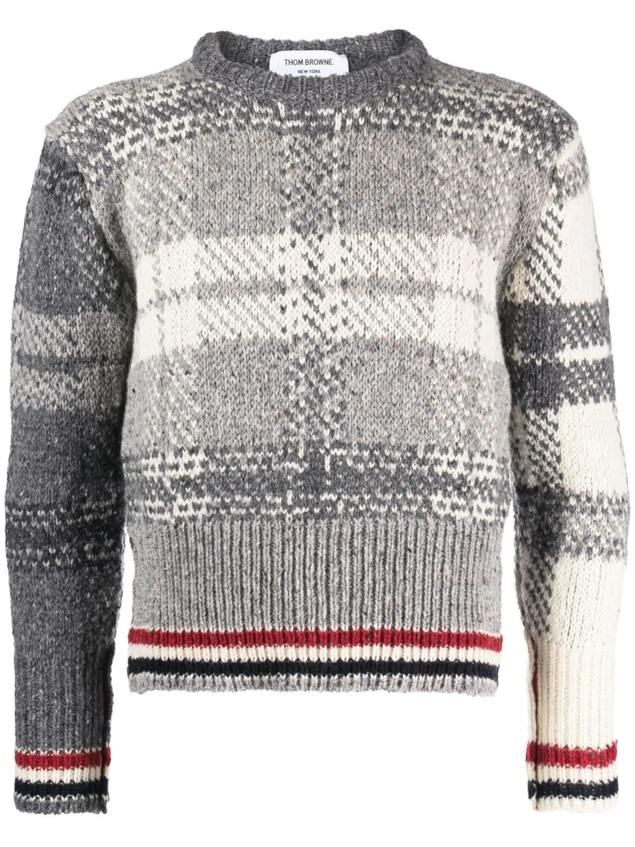 check-pattern wool-blend jumper
