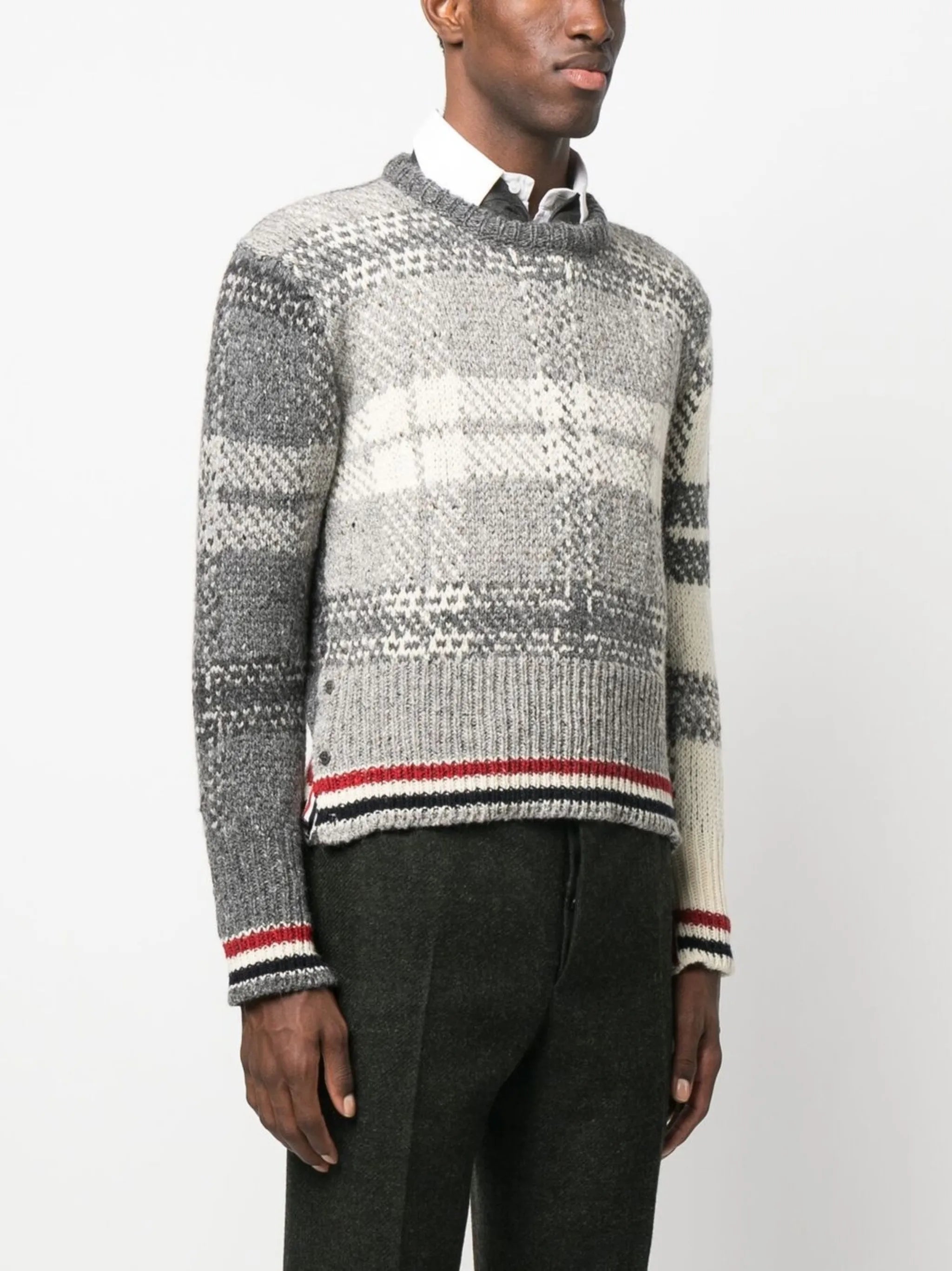 check-pattern wool-blend jumper