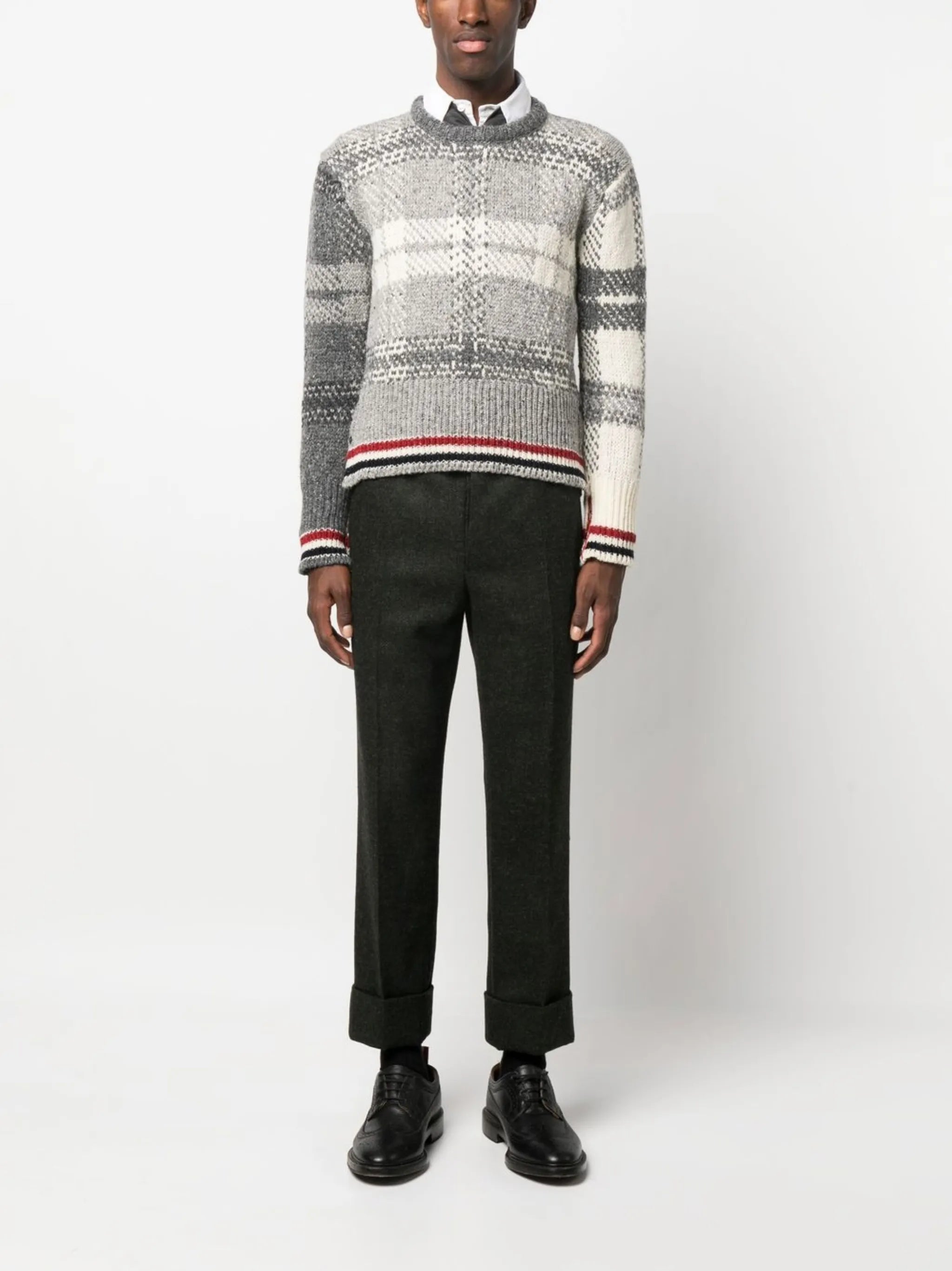 check-pattern wool-blend jumper
