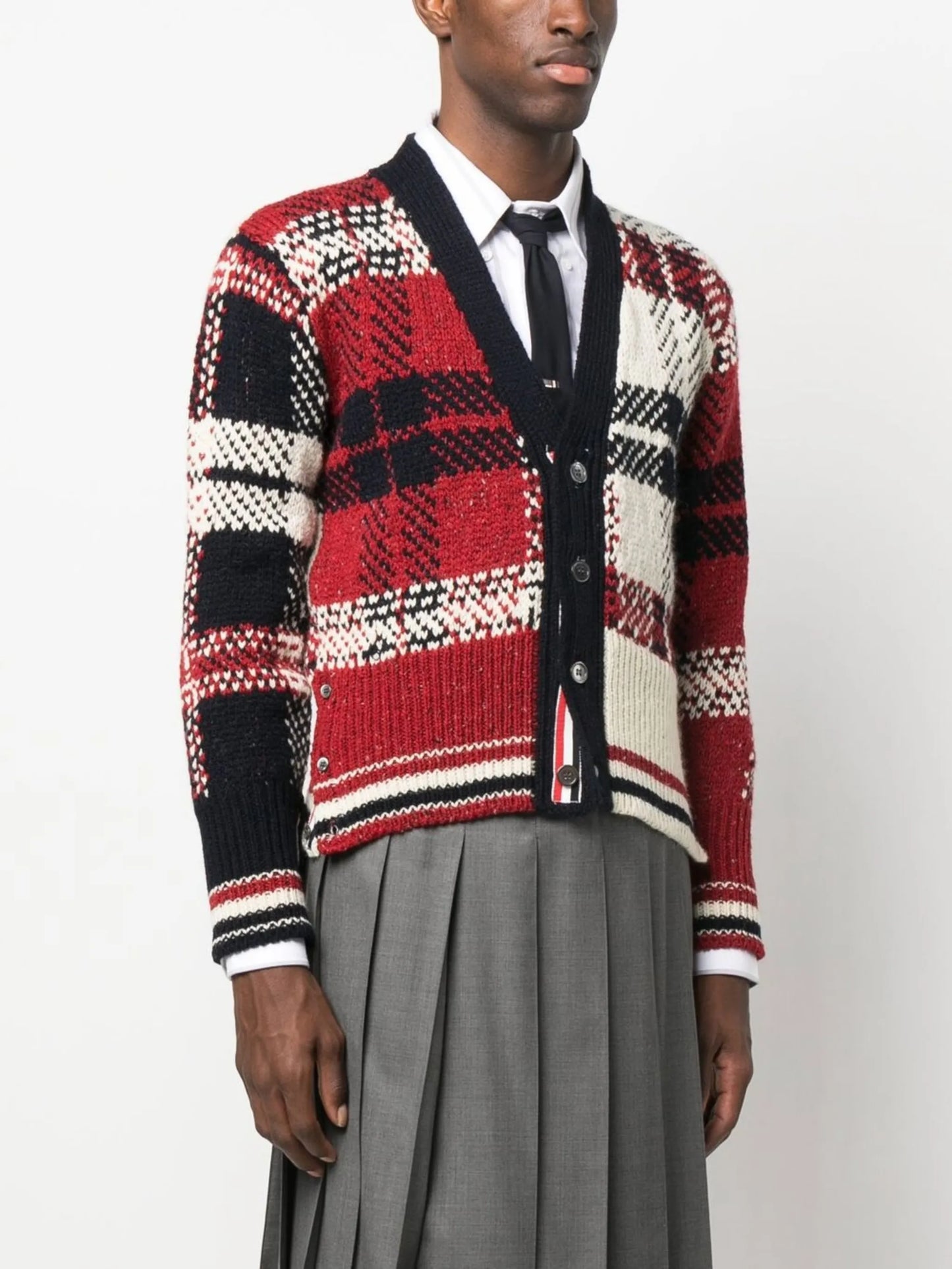 tarten-check pattern cardigan
