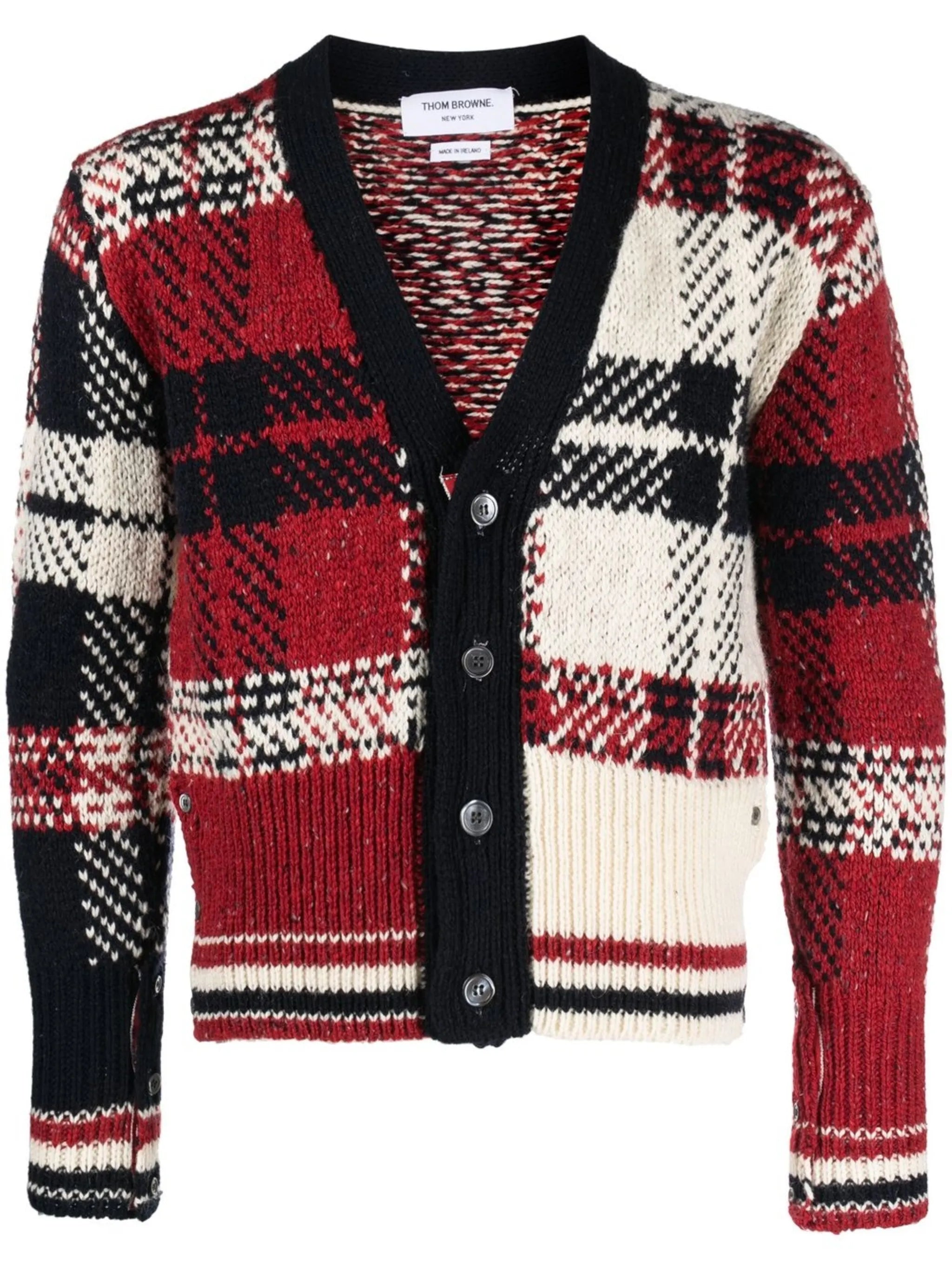 tarten-check pattern cardigan