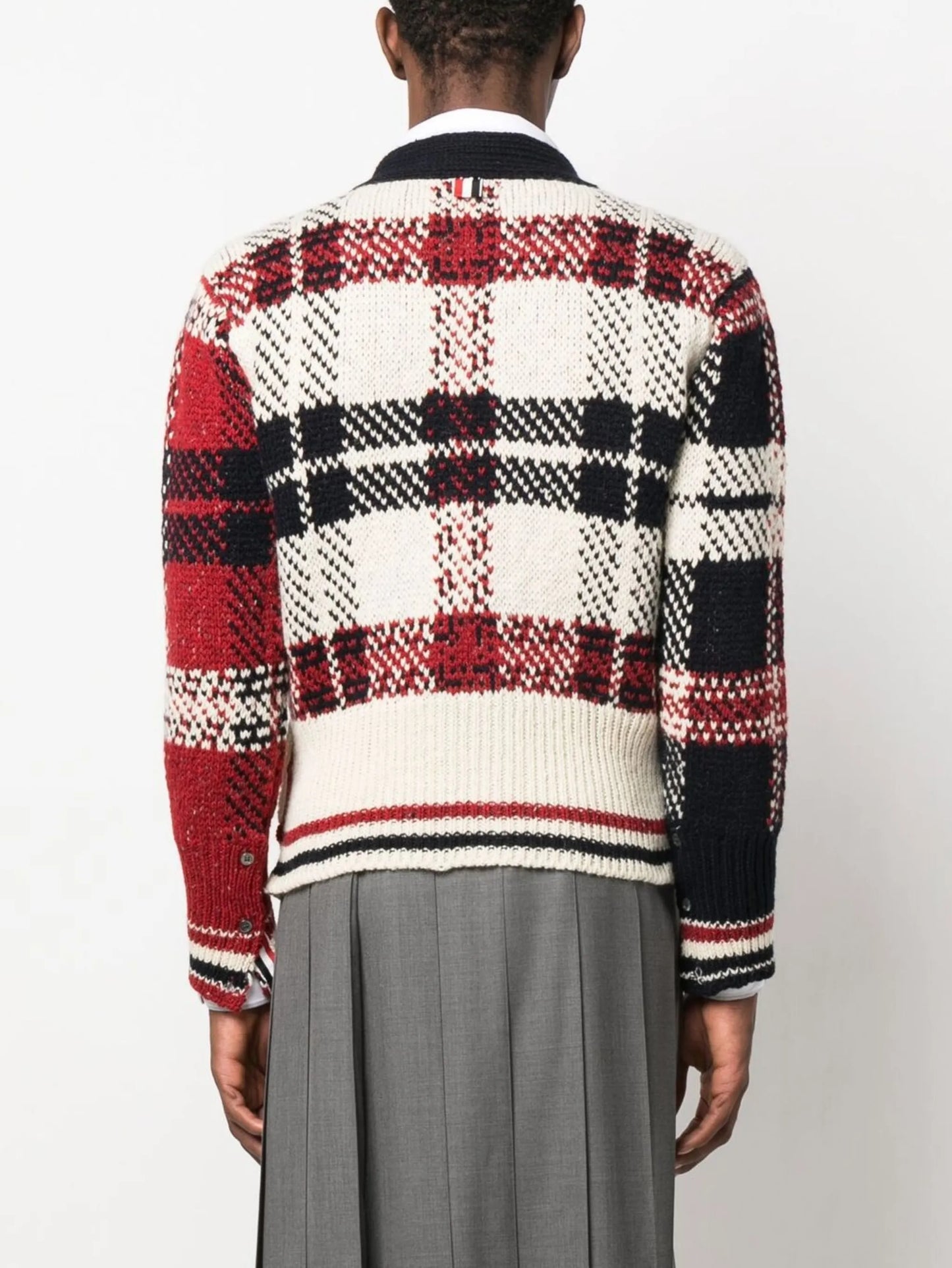 tarten-check pattern cardigan