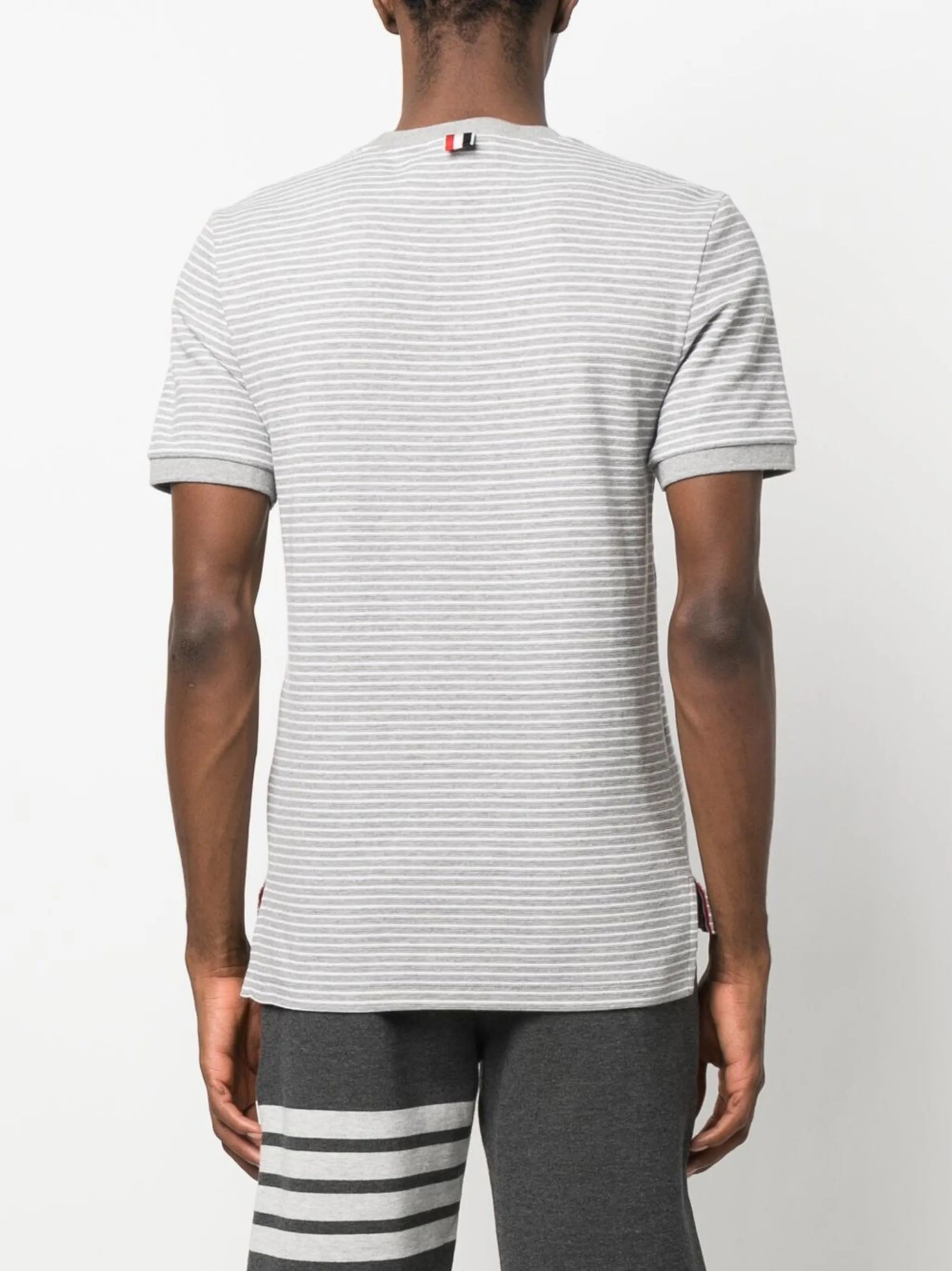 pinstripe pattern cotton t-shirt