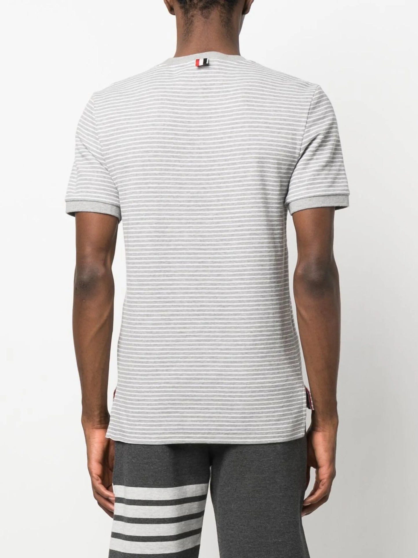 pinstripe pattern cotton t-shirt