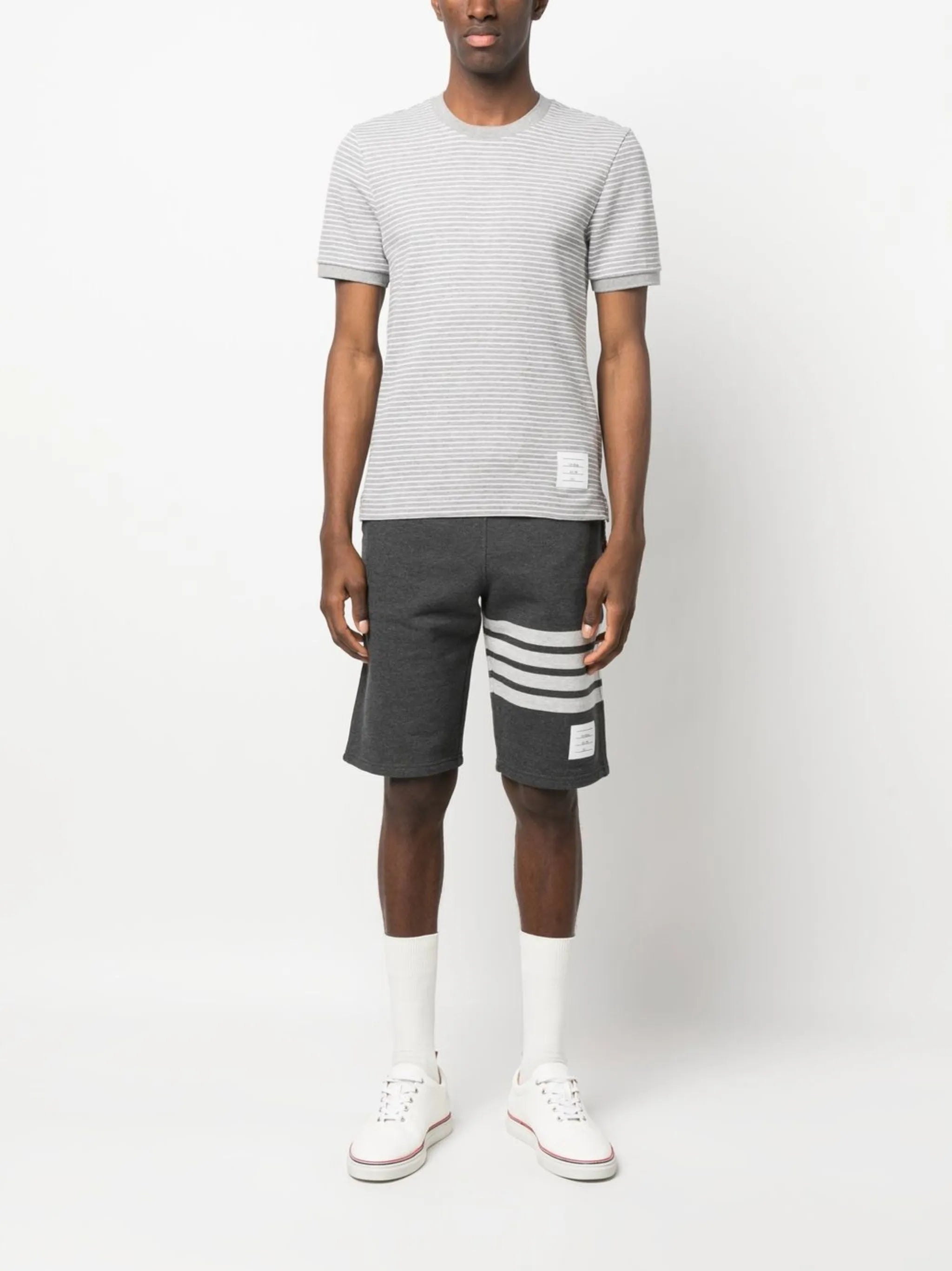 pinstripe pattern cotton t-shirt