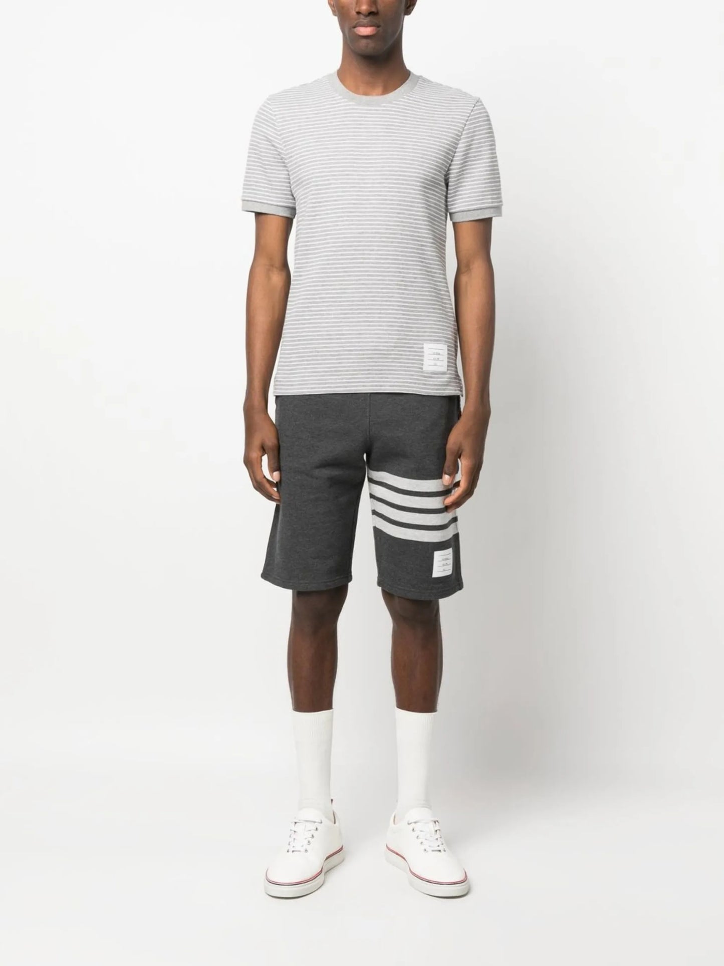 pinstripe pattern cotton t-shirt