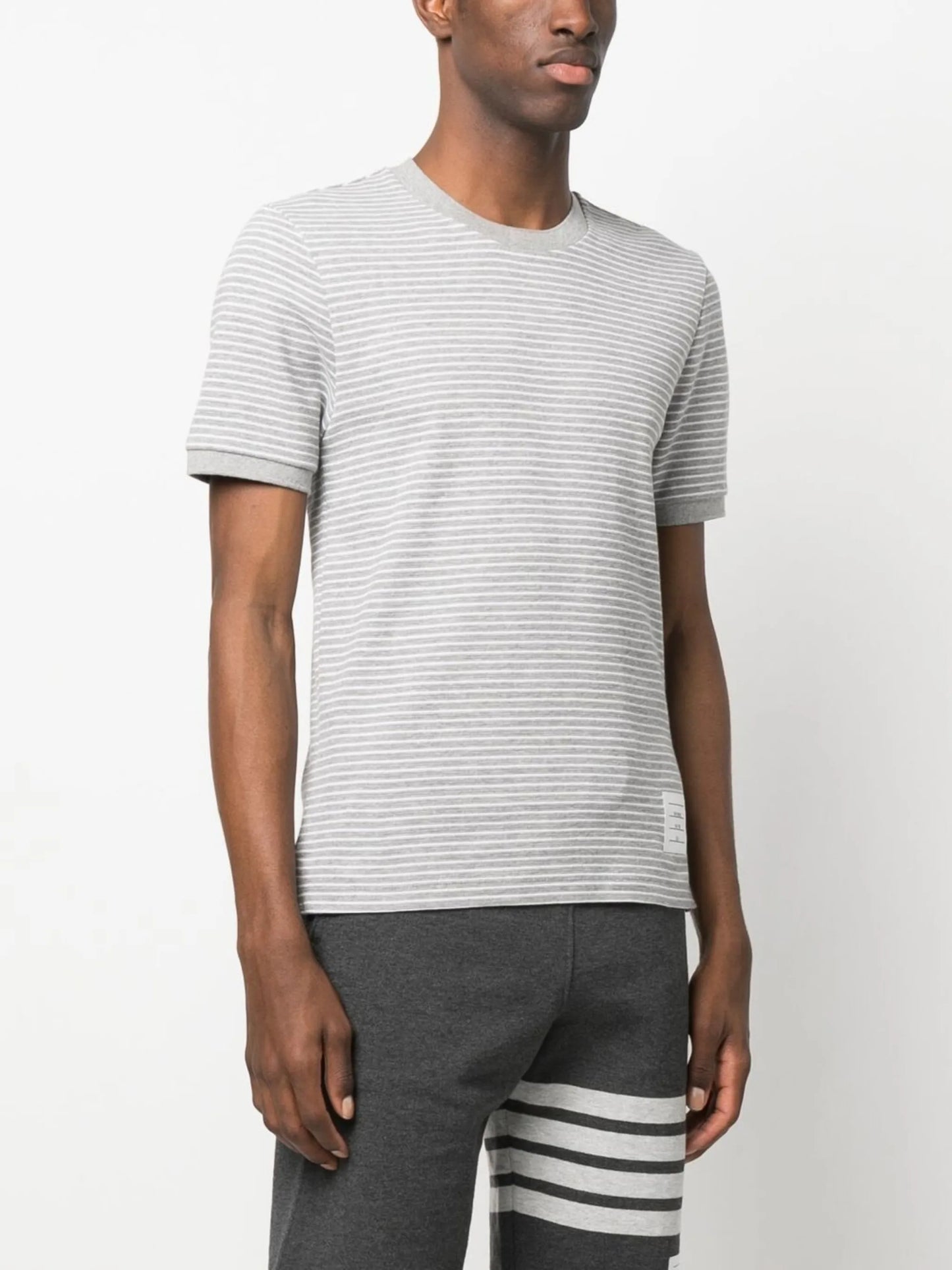 pinstripe pattern cotton t-shirt
