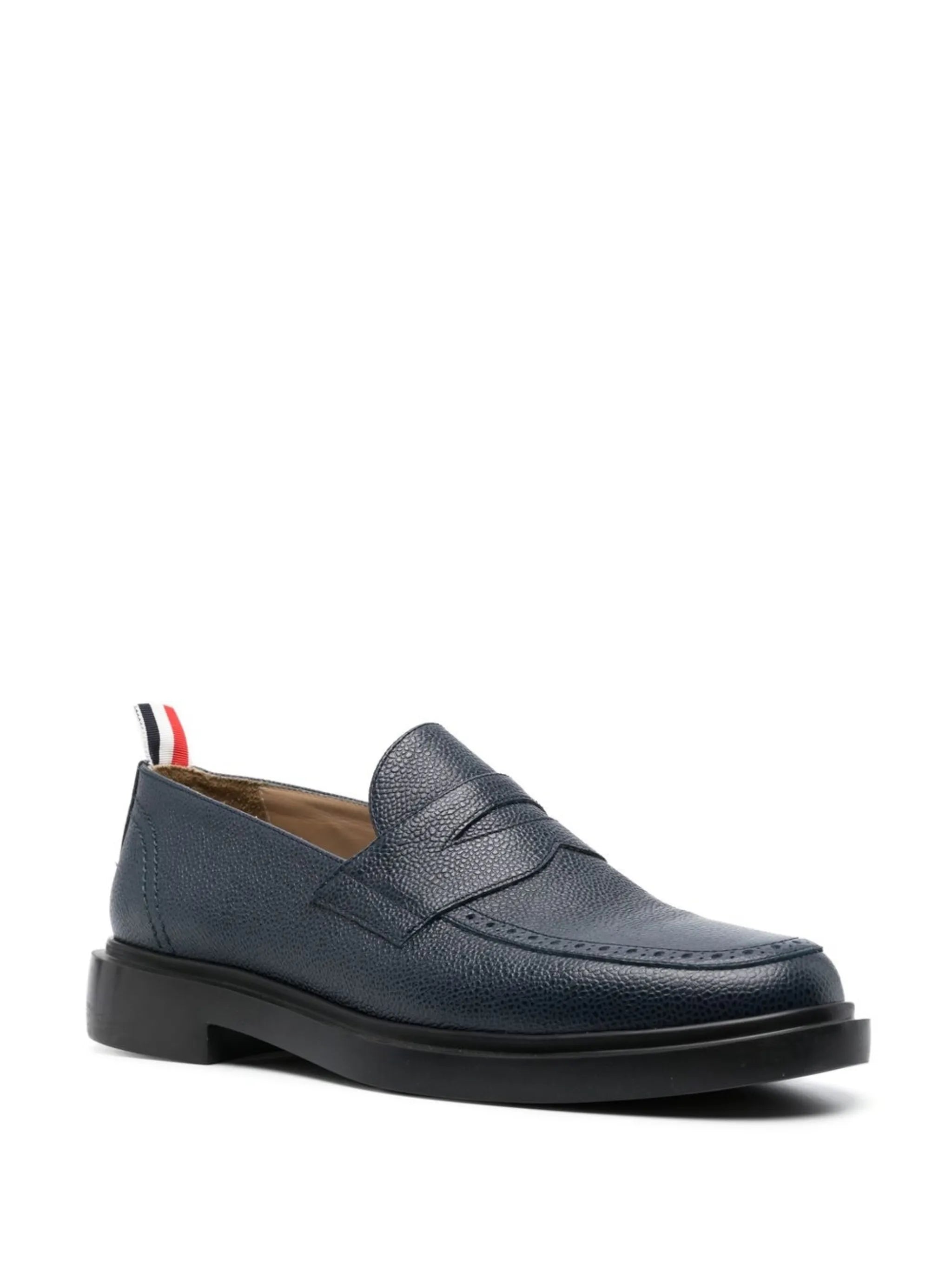 pebble-grain leather rubber sole penny loafers