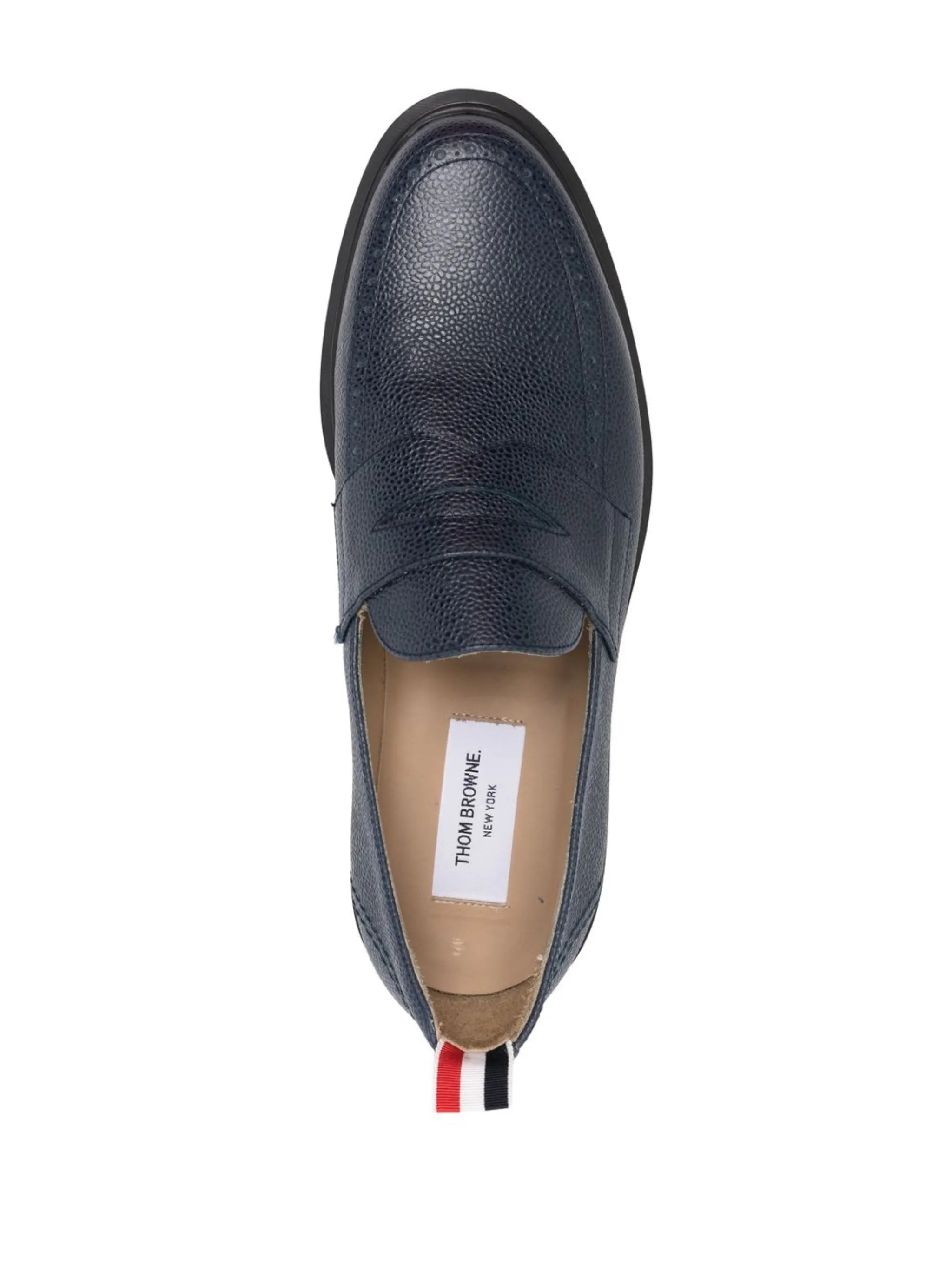 pebble-grain leather rubber sole penny loafers