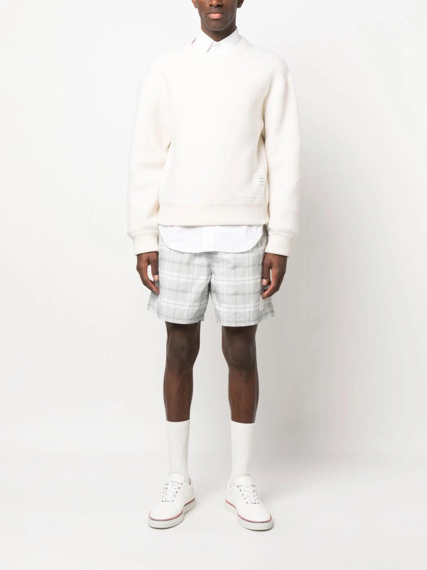 logo-patch crew neck jumper